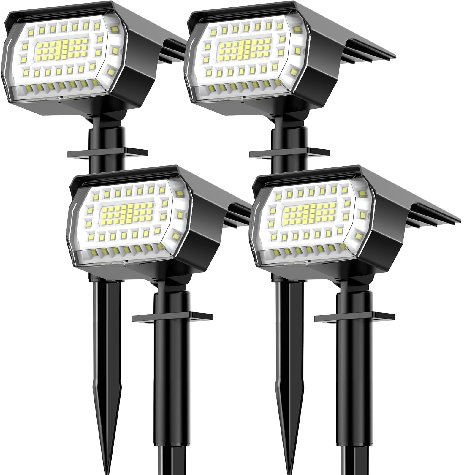 LANSOW Solar Spot Lights Outdoor, 57 LED, 3 Modes, IP65 Waterproof, 4 Pack, Daylight White