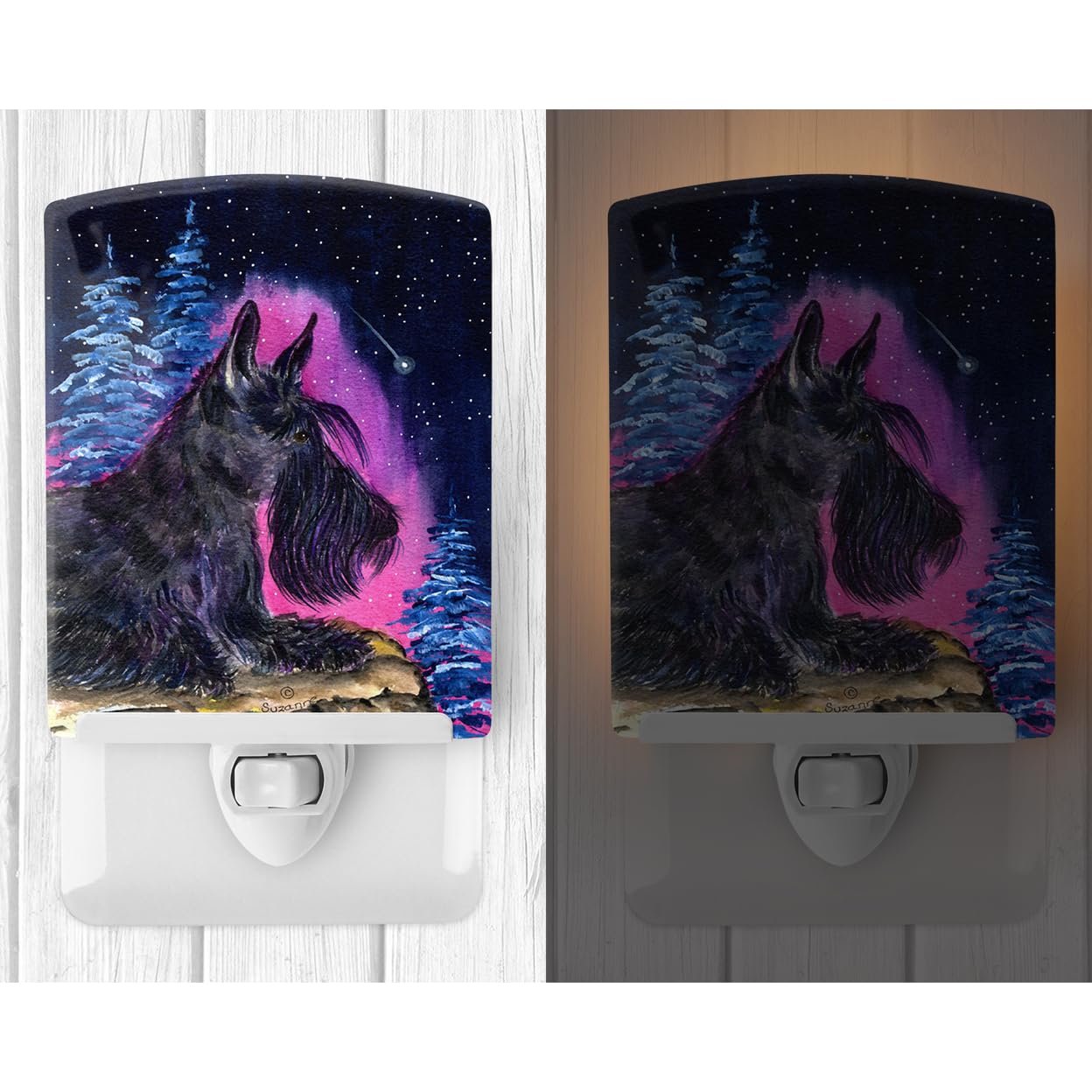 Carolines Treasures Ceramic Night Light, SS8442CNL, 6x4x3in, Multicolor, Scottish Terrier, UL-Certified for Bedroom, Bathroom, Nursery