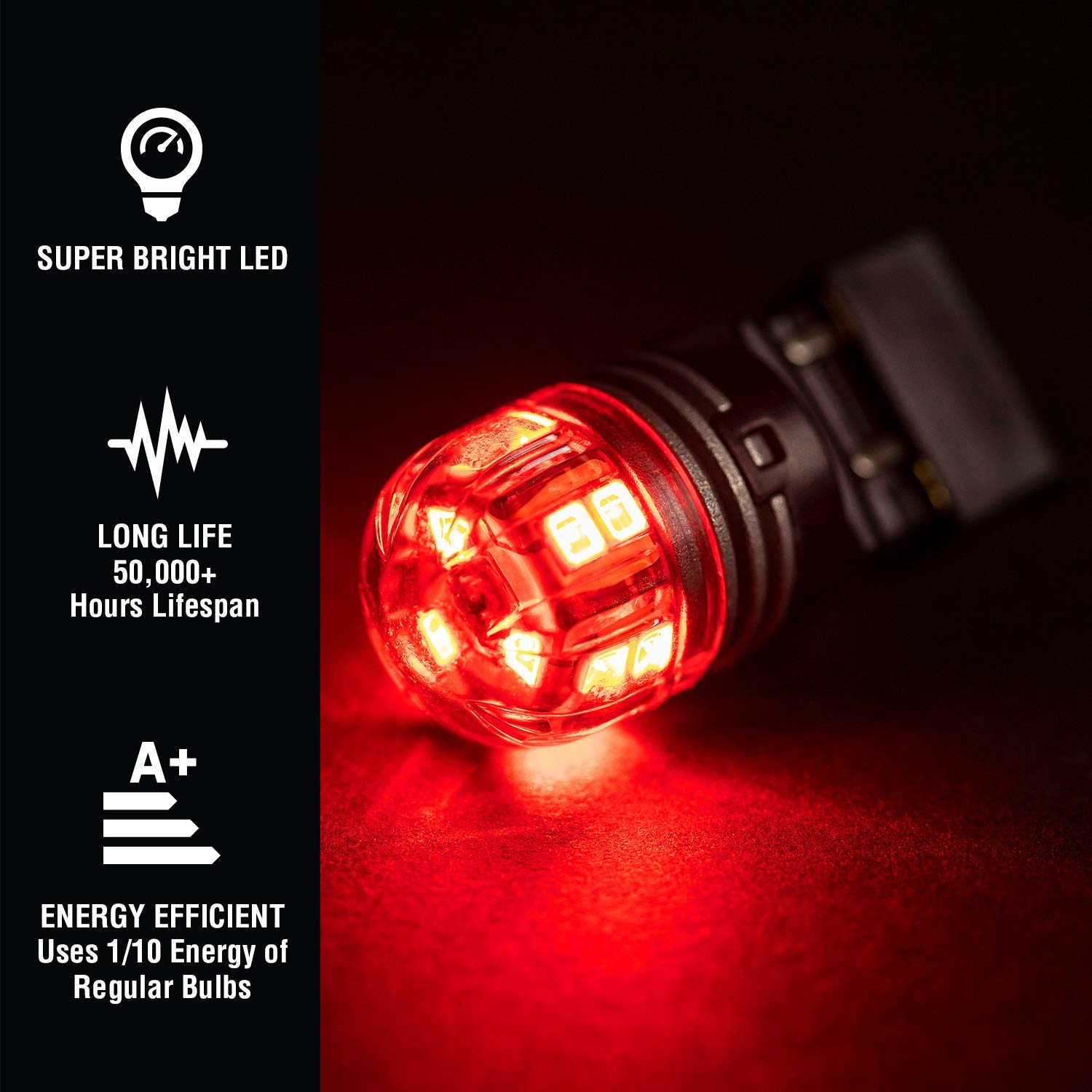 Pilot Automotive IL-3157-15RBK Flashing Brake Light Bulb (2pc / Red), 1 Pack