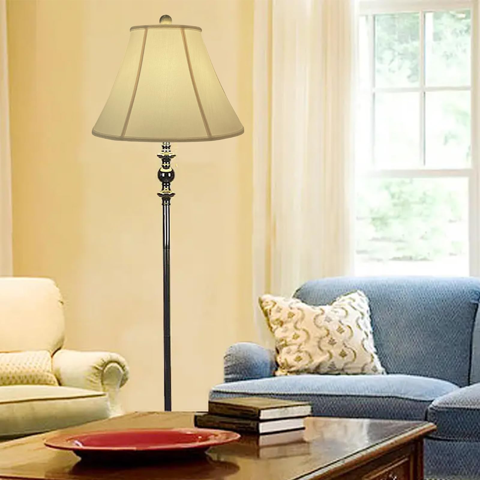 TOOTOO STAR Bell Lamp Shade, Royal Style 7in x 15in x 10.5in, Beige, Model SX015MH for Table and Floor Lamps