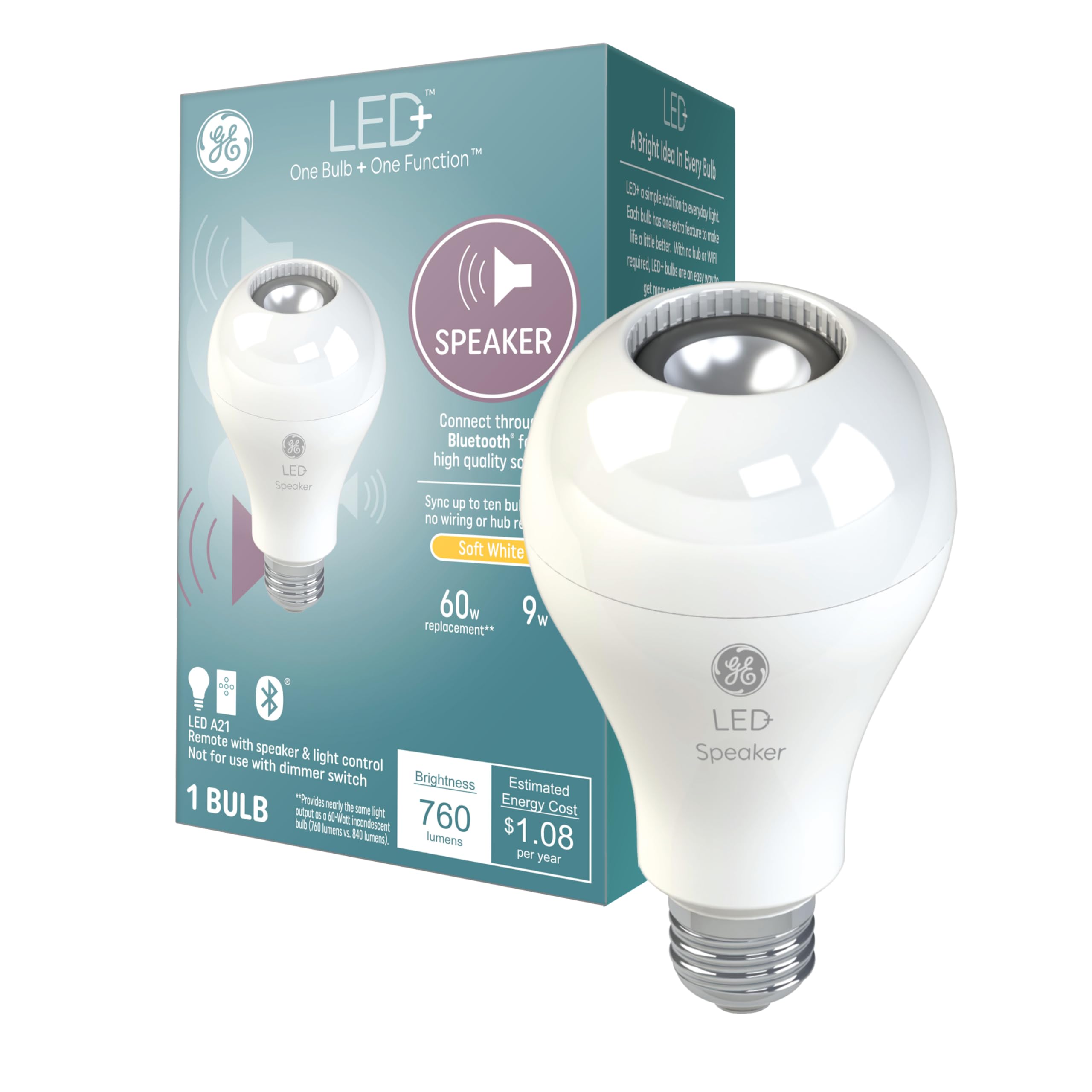 Ge Led+ Speaker Soft White A21 (1-Pack)