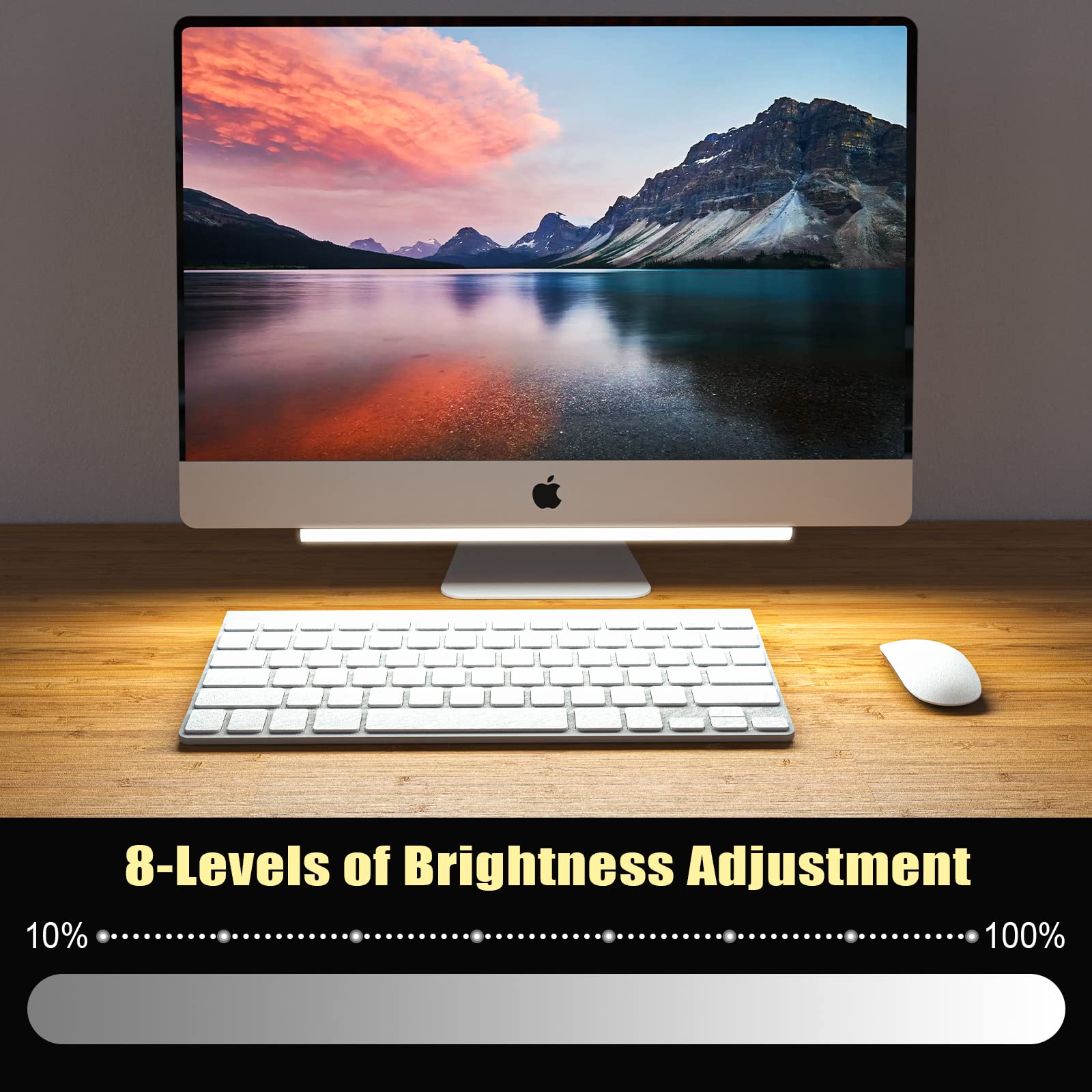 ABCidy 2-in-1 Under Monitor Light Bar, LED Screenbar Lamp with Remote, Color Changing, Acrylic, USB Powered, Dynamic Rainbow Effect