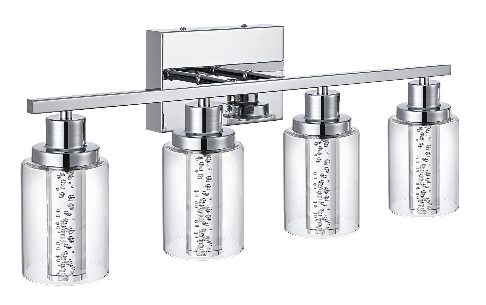 MELUCEE 5 Color Dimmable LED Bathroom Light Fixtures 4 Light Chrome Vanity Lights Bathroom Lights Over Mirror Wall Light Fixture
