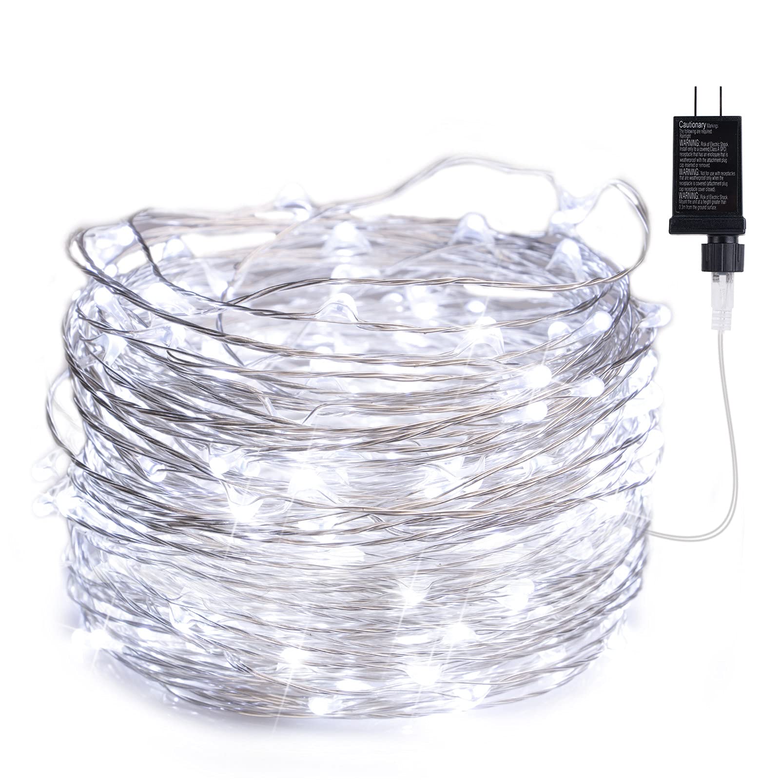 Minetom USB Fairy Lights, 66ft 200 LED Twinkle String Lights, Remote & Timer, Waterproof, Pure White