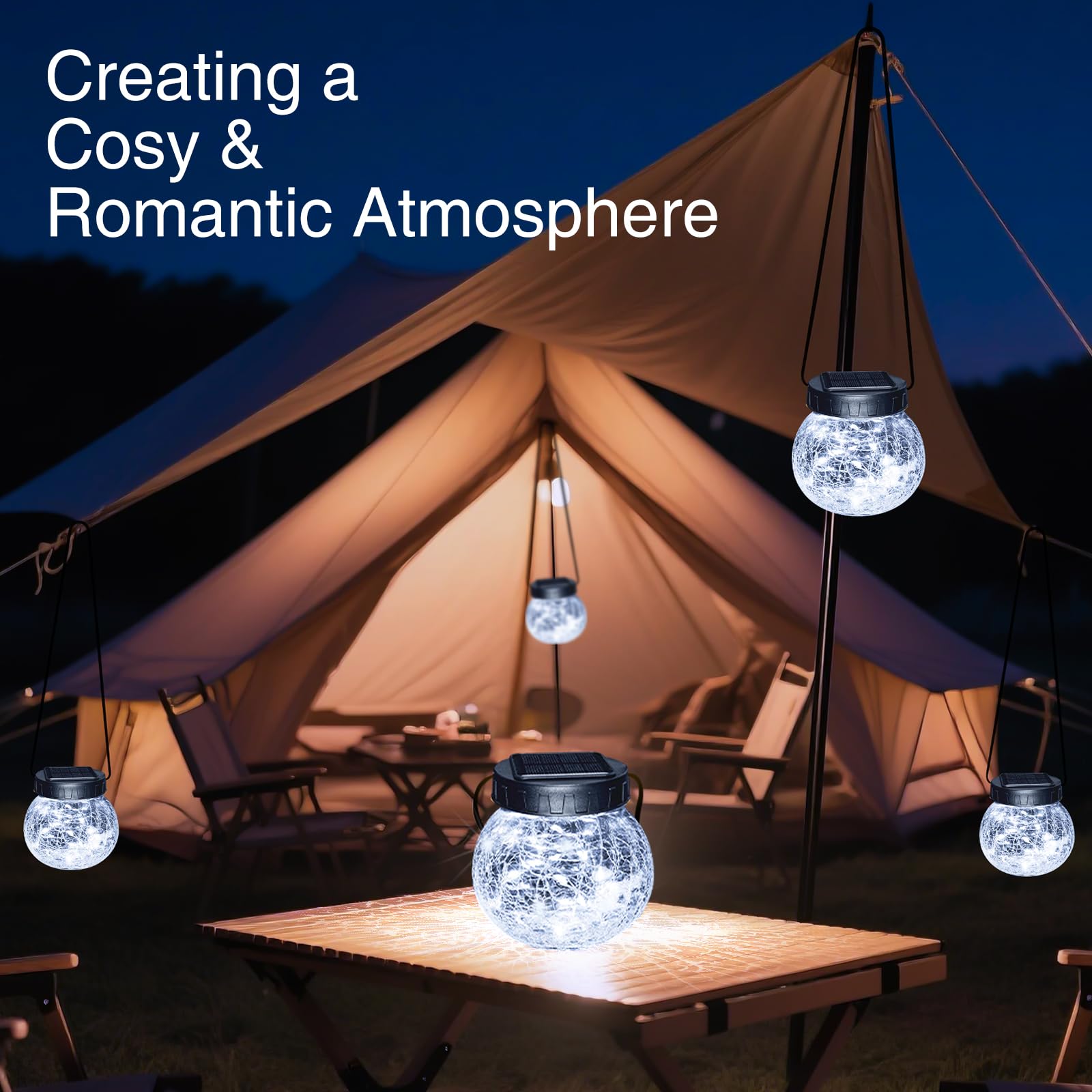 Kolpop Solar Lanterns Outdoor Waterproof 2 Pack  Hanging Solar Lights With 30 Led   ed Glass Hanging Globes For Garden Patio Fence Yard Christmas Tree Decoration  Cold White