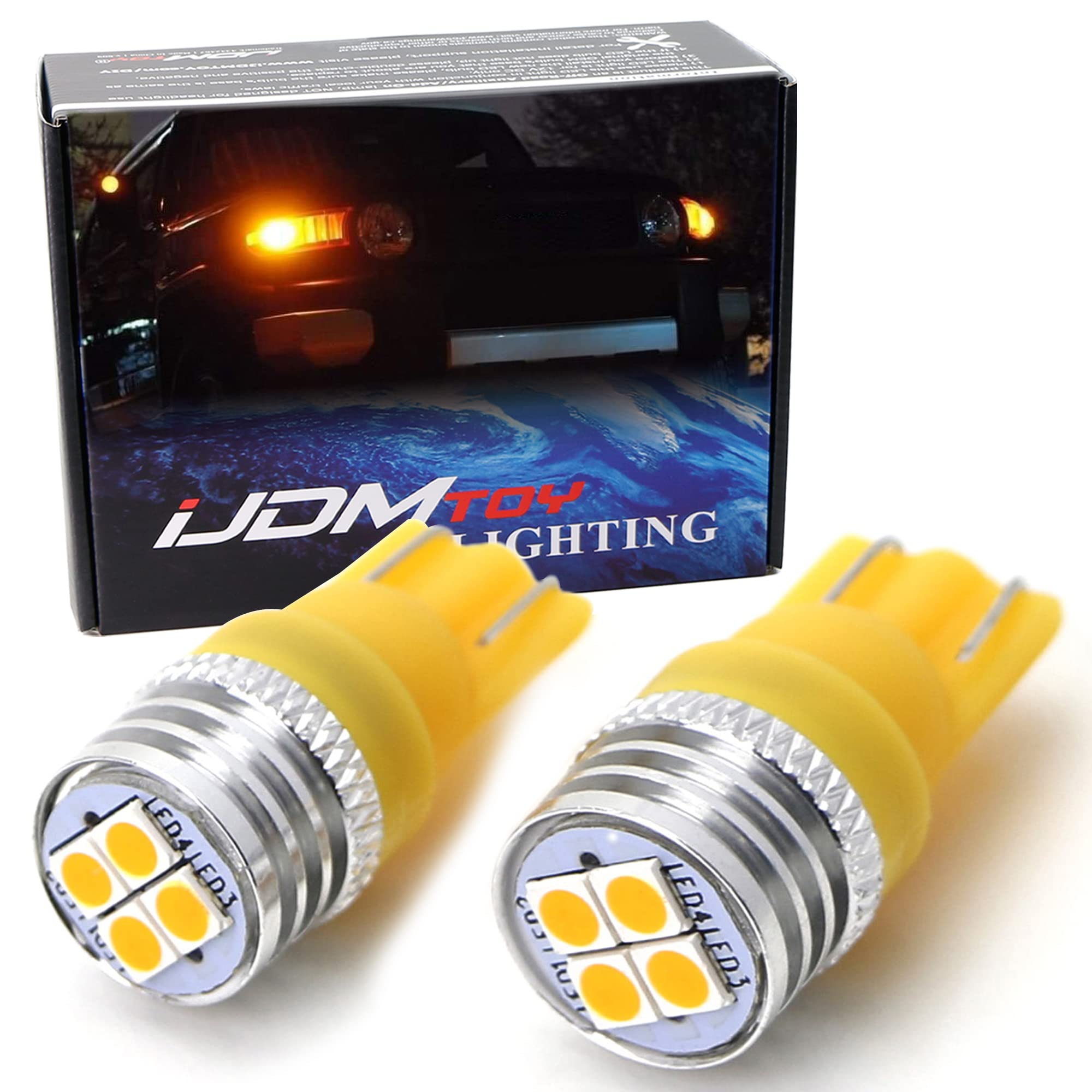 Ijdmtoy Jdm Amber Yellow 4-Smd High Power Led Side Mirror Replacement Bulbs Compatible With 2007-2014 Toyota Fj Cruiser