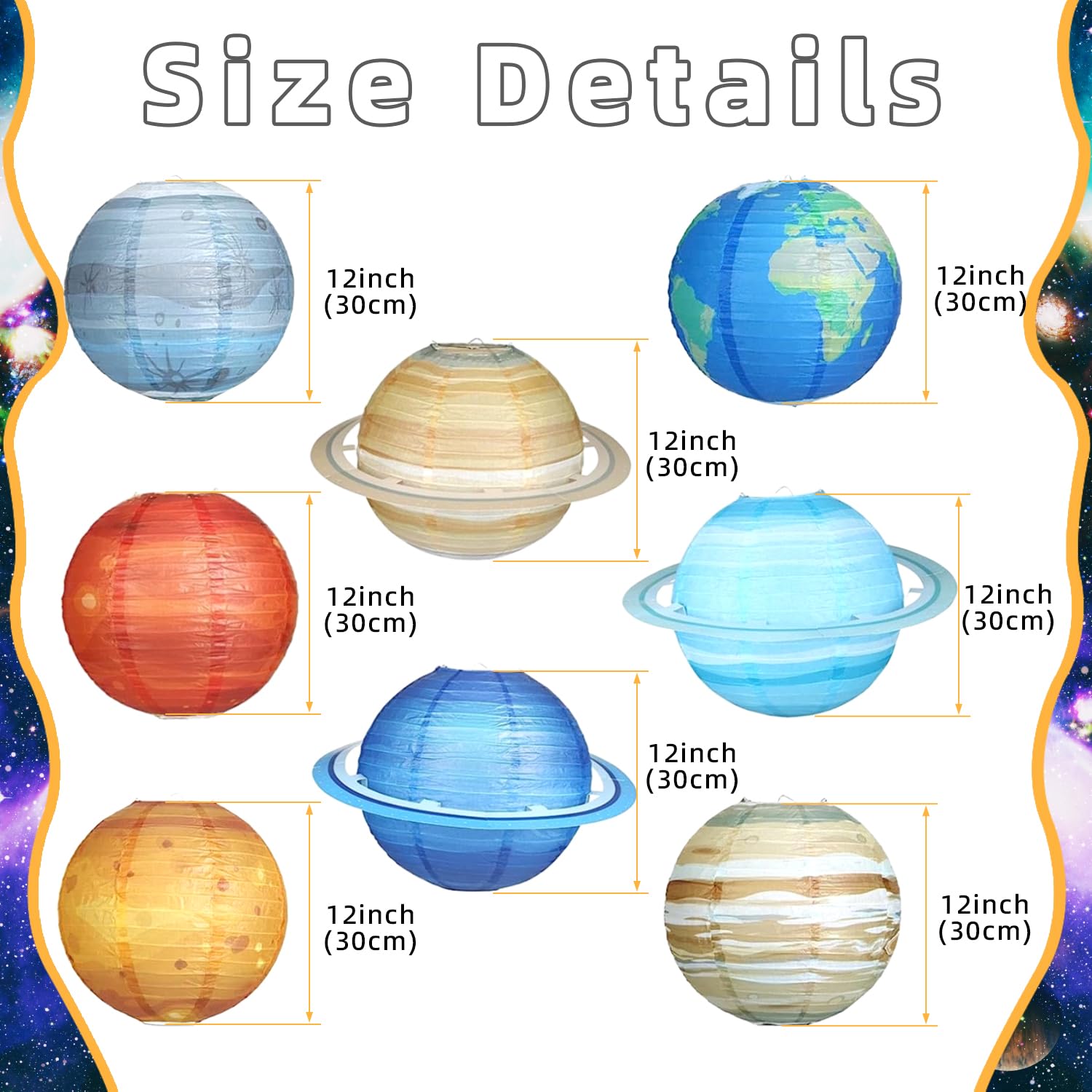 Planet Paper Lanterns, Planet Lanterns, 25 Pcs Paper Lanterns Party Decorations, Space Paper Lanterns For Kids Space Theme Party