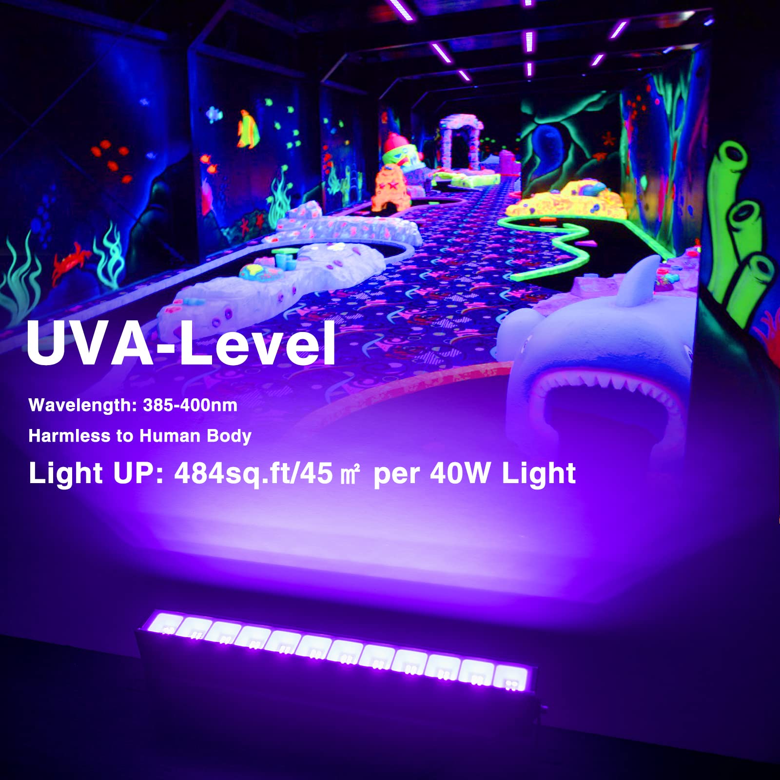 Atfoyer 4Pcs 40W Led Black Light Bar For Glow Parties, Halloween, Stage Lighting - 484 Sq.Ft Area