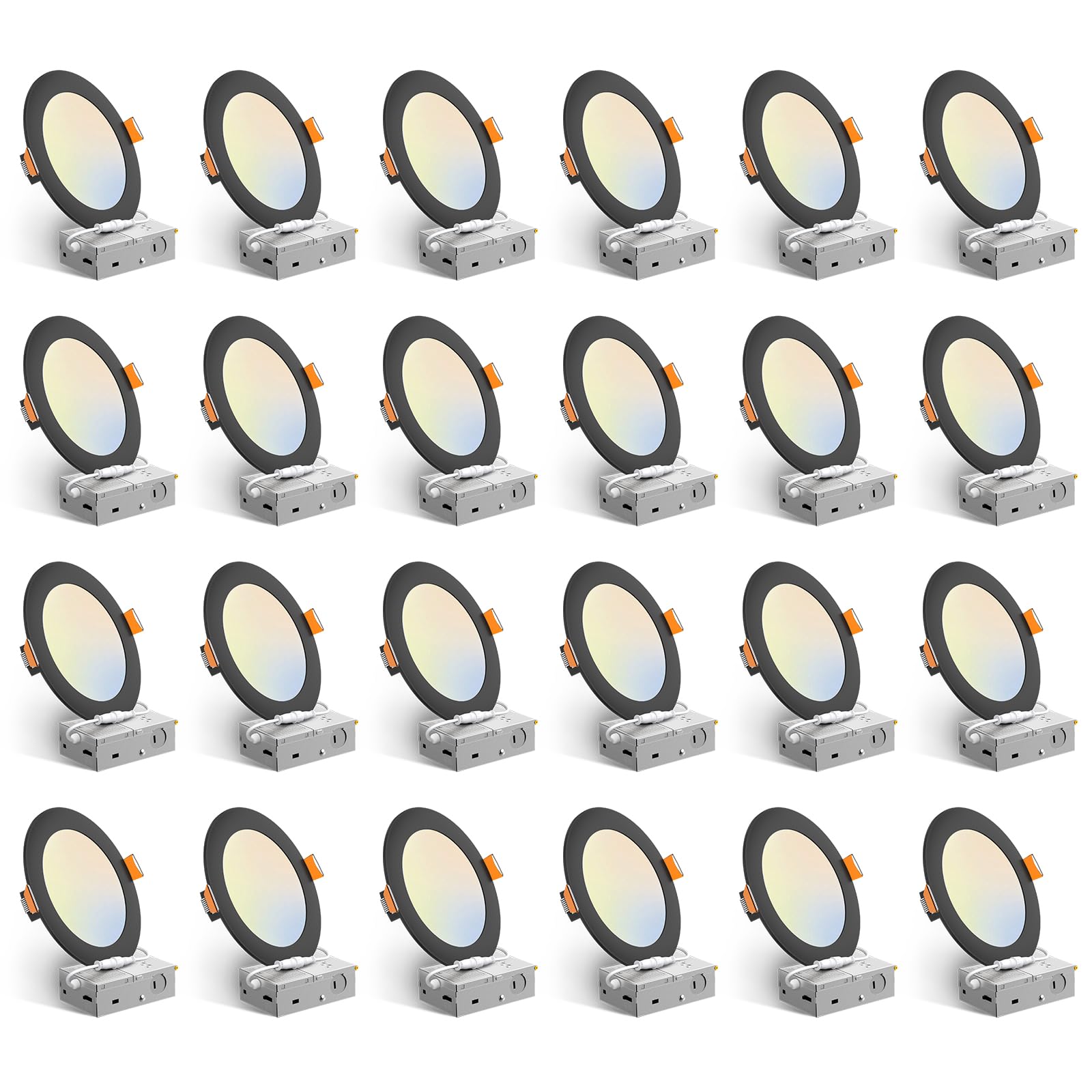 Amico Ultra-Thin LED Recessed Ceiling Light, 6 Inch, 5CCT Selectable, Dimmable, 1050LM, Black, Model HS-STC512WH