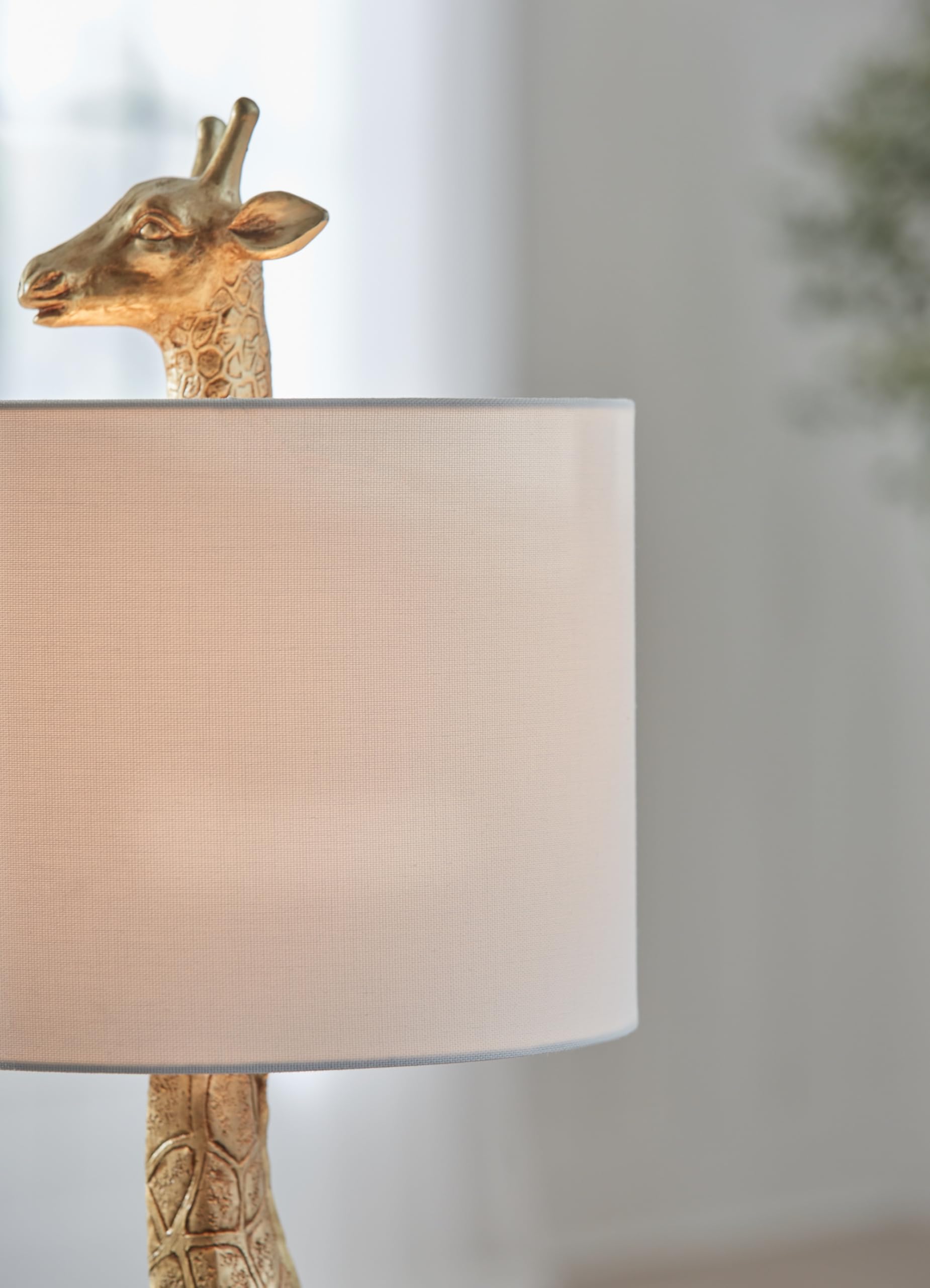 Signature Design By Ashley Ferrison Contemporary Polyresin Giraffe Table Lamp With On-Off Switch, Metallic & White