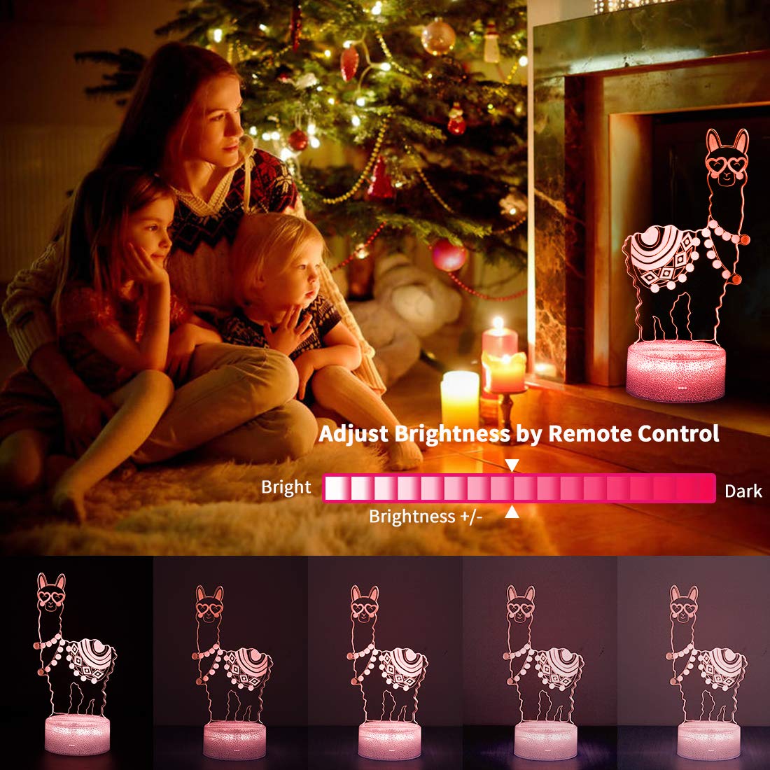 Alpaca Llama 3D Optical Illusion Lamp,16 Colors Change With Remote & Touch Control, Llama Night Light For Kids Bedroom Home Offi