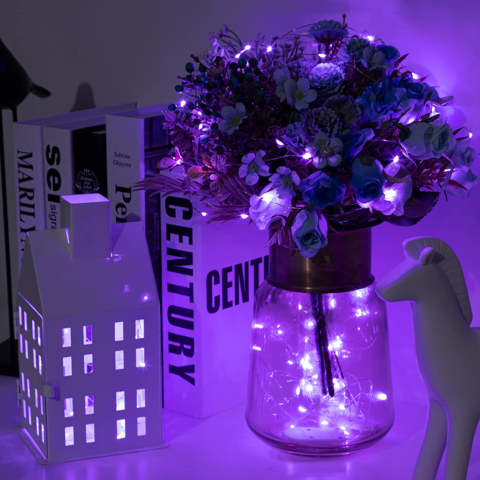 Sinamer 12-Pack Led Fairy Lights 7 Feet Battery Powered Waterproof Silver Wire 20 Slim Copper Wire Pastel Lights For Diy Wedding Party Bedroom Patio Easter Christmas (Purple)