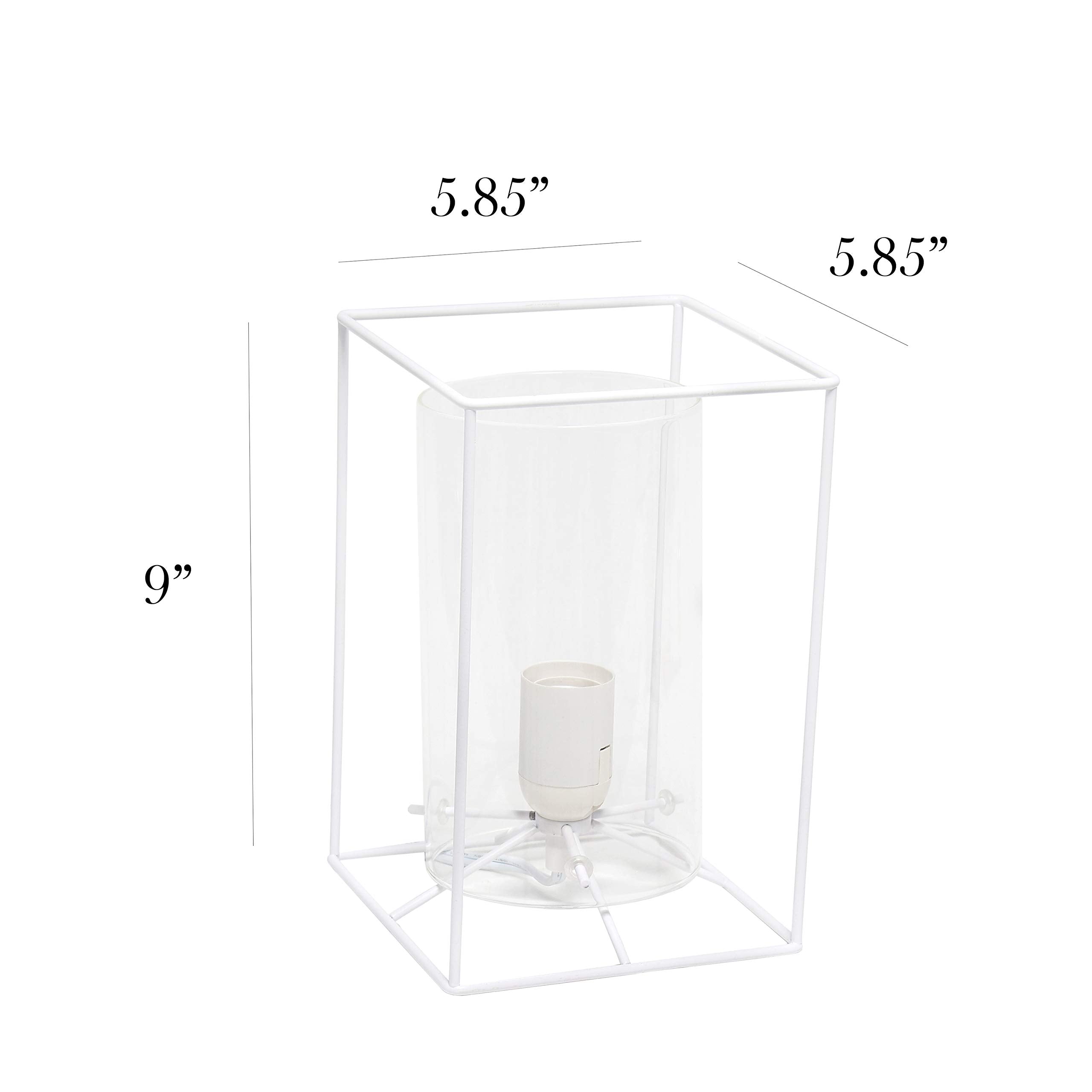 Elegant Designs Small Table Lamp, Metal and Glass, 9in Height, White and Clear, Model LT2069-WHT