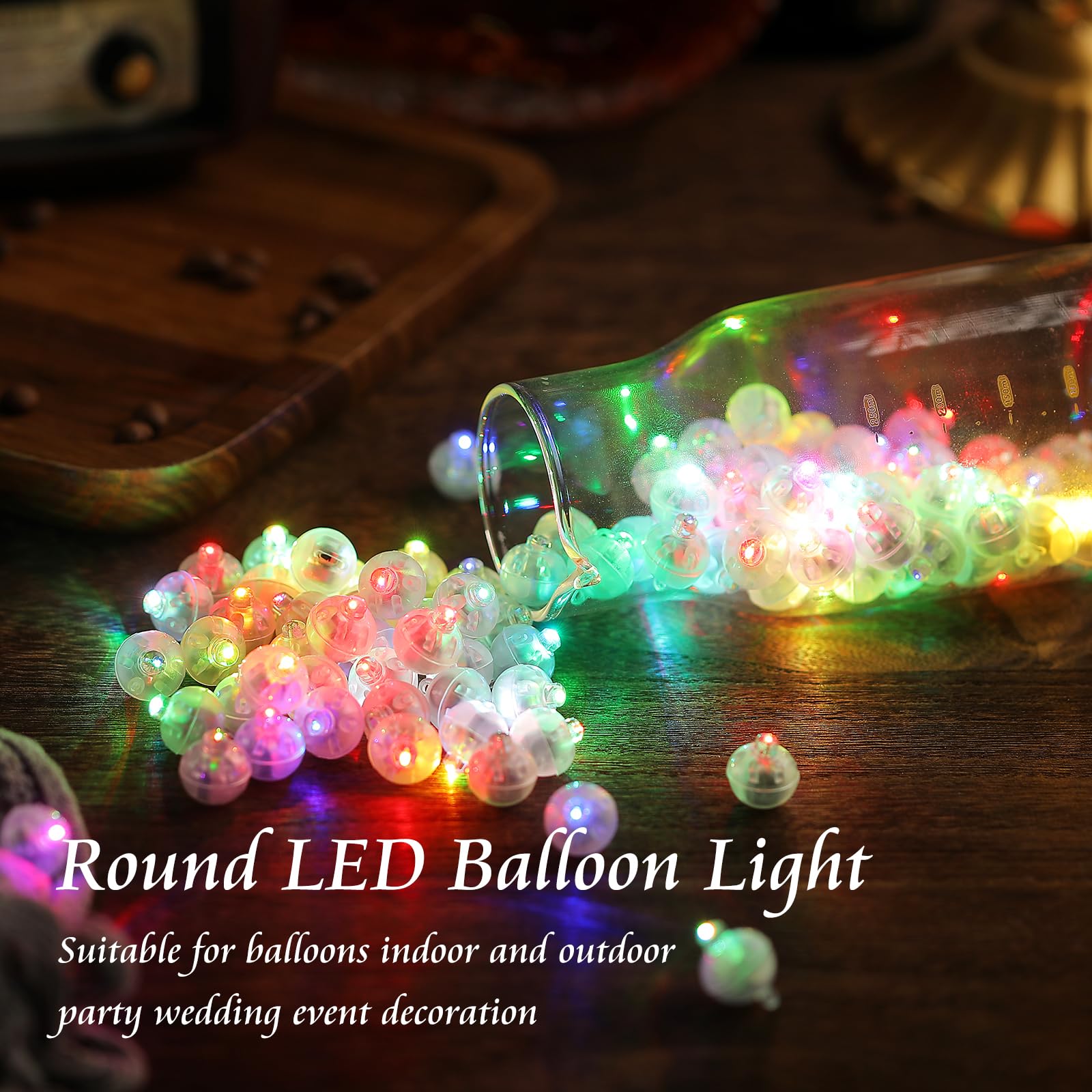 100Pcs Balloon Lights Mini Led Lights Round Long Standby Time Ball Light Paper Lantern Balloons Lights For Birthday Party Christmas Halloween Decoration (5 Mixed Colors, 100 Pcs With Hook)