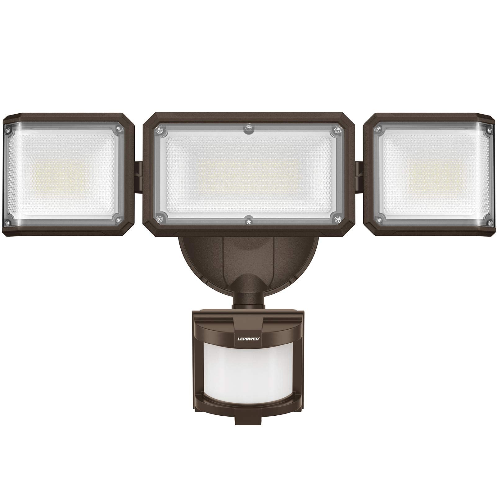 LEPOWER 45W LED Flood Light, Motion Sensor, 4800LM, 5000K, IP65 Waterproof, Outdoor, Brown, Model YY03A-BR