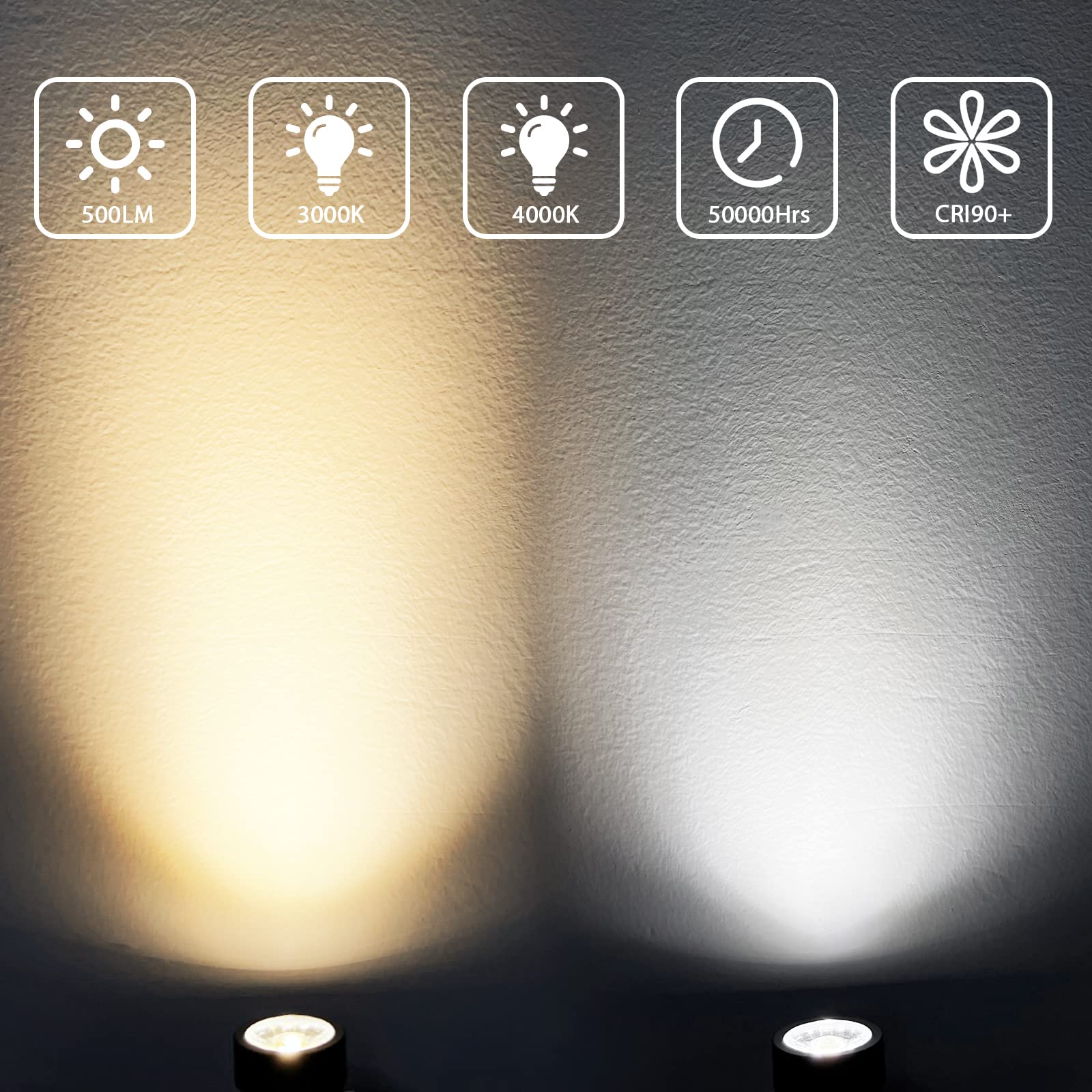 Junview 2Pack Led Spot Lights - Adjustable Indoor Uplights For Plants & Art Decor, Warm/Day White