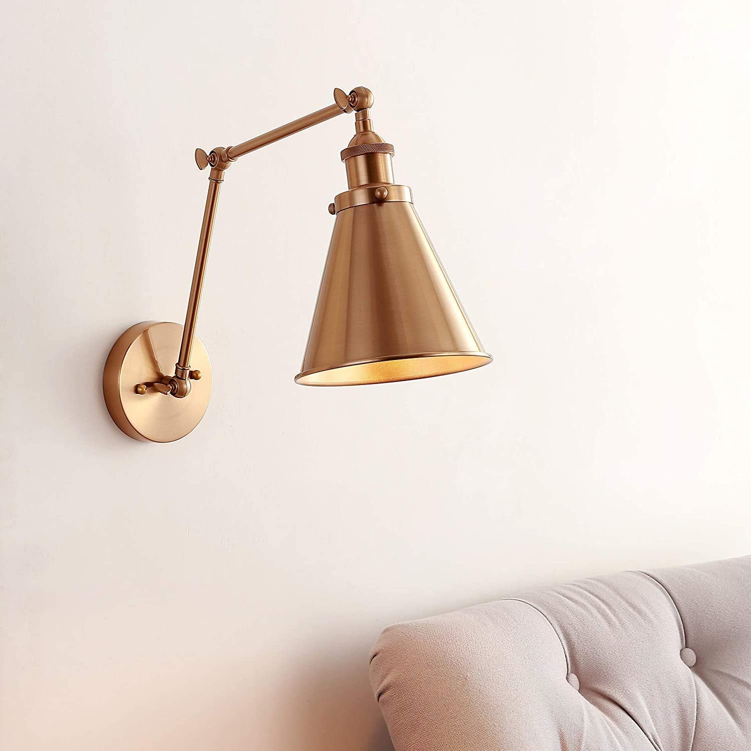 JONATHAN Y LED Wall Sconce, 7in Adjustable Arm, Brass Gold, Model JYL7461A, for Entryway, Kitchen, Bathroom, Living Room