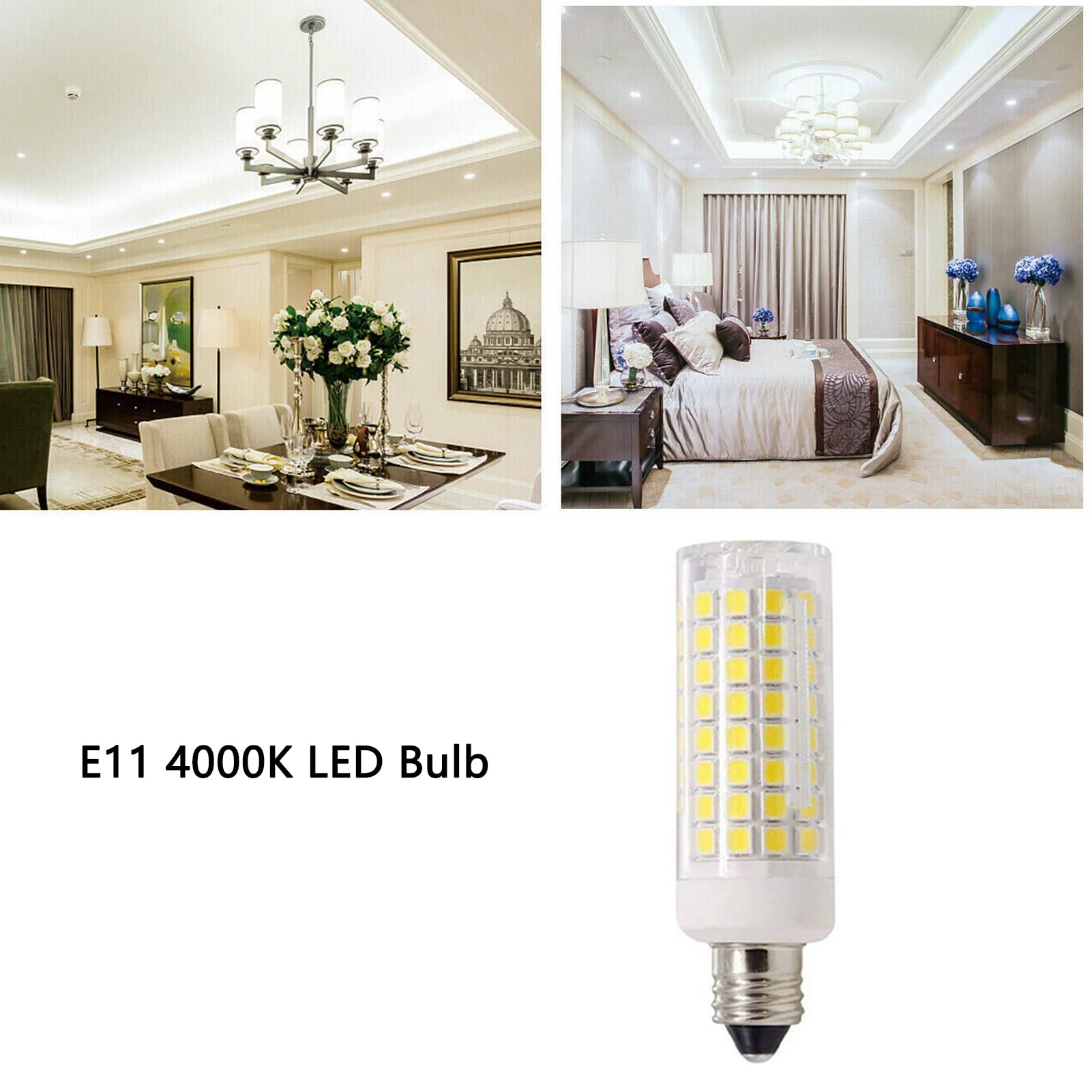 Lxcom Lighting Dimmable E11 LED Corn Bulb 10W Ceramic 4000K Natural White - 6 Pack for Chandeliers & Cabinet Lighting