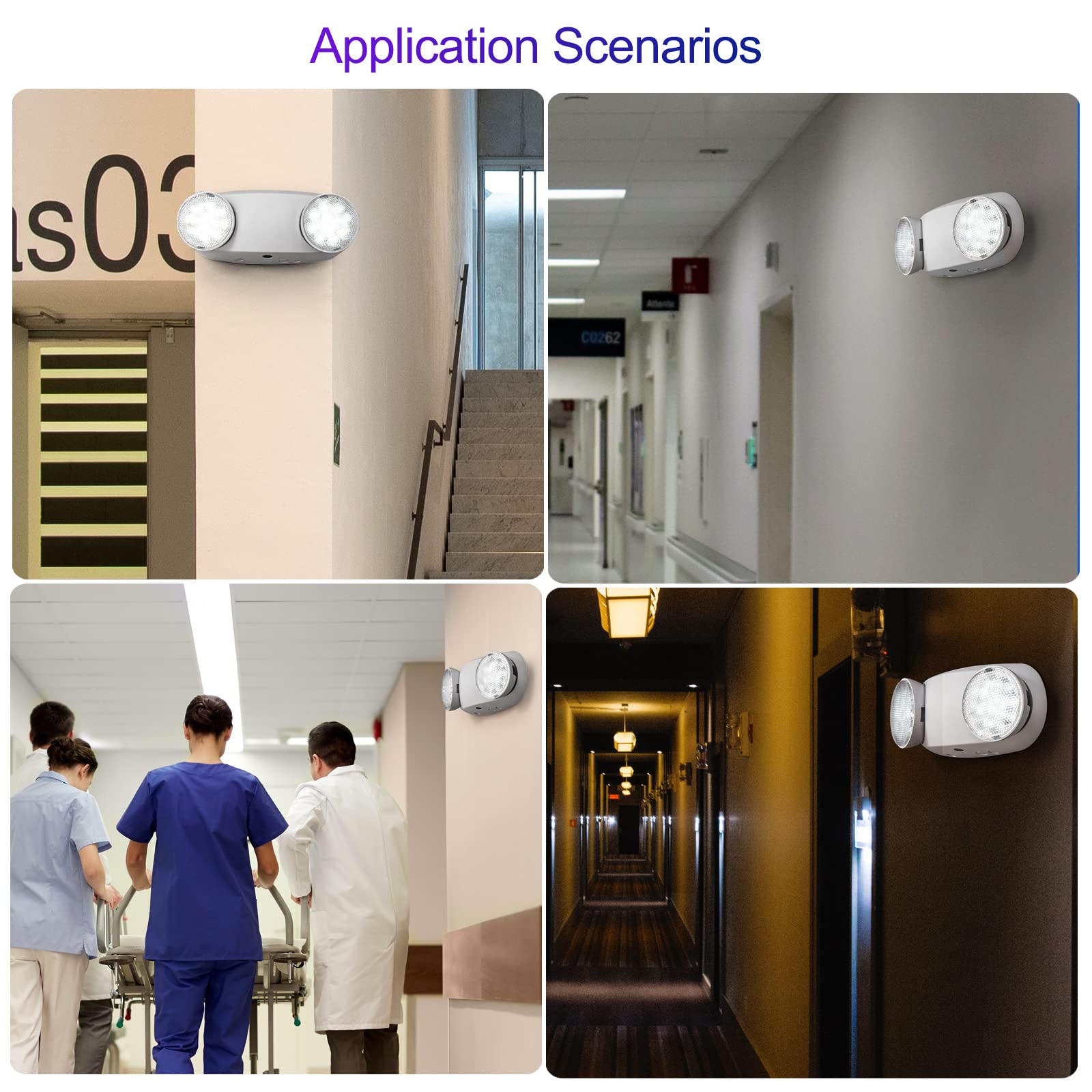 TANLUX LED Emergency Lights - Battery Backup, Round Head, White, Model TL-EM239WH-Plug, for Home & Business, AC120V Input