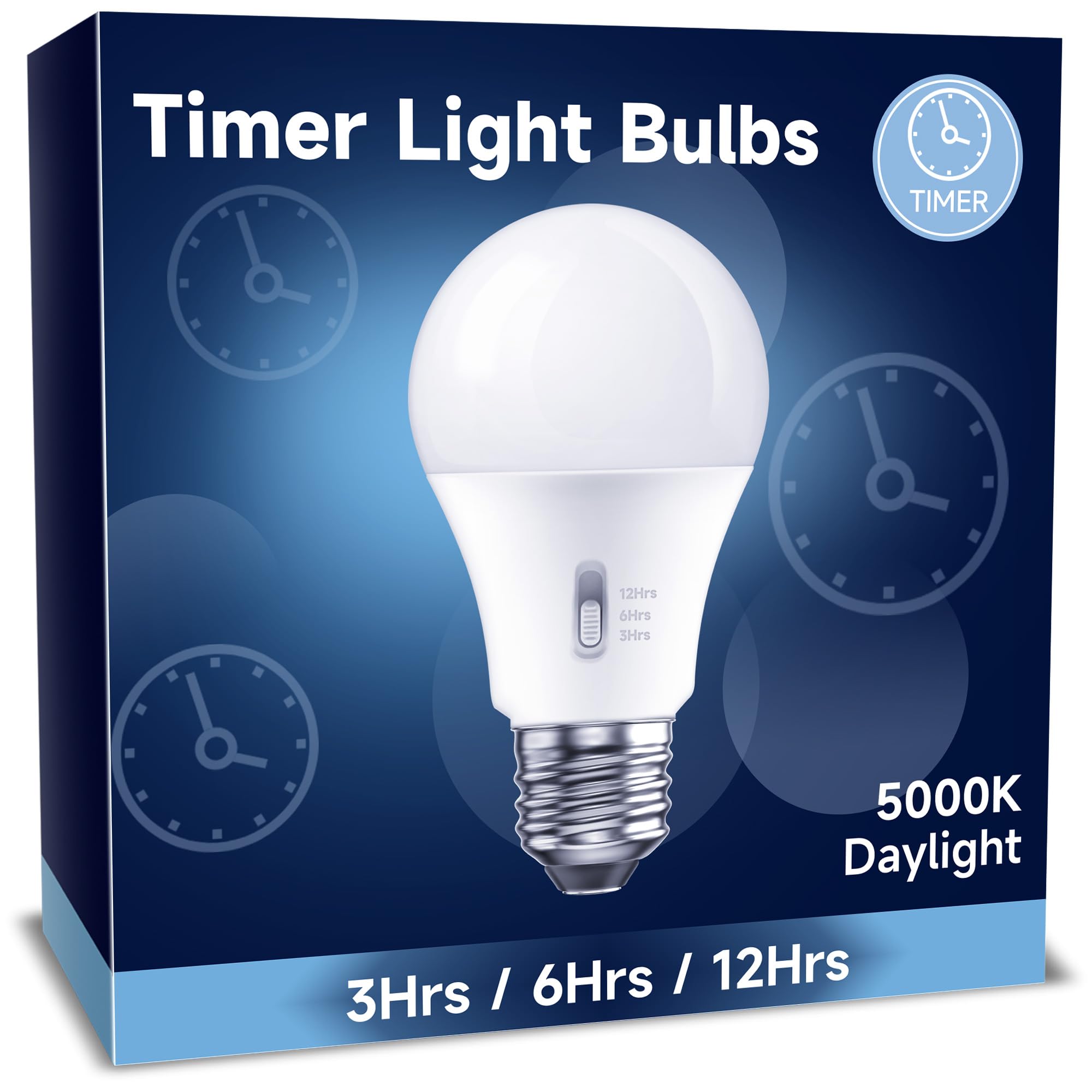 Unilamp Timer Led Light Bulbs Indoor: 13W (100W Equivalent) Led Bulb, Built-In Automatic Timer, 5000K Daylight A19, Automatic On