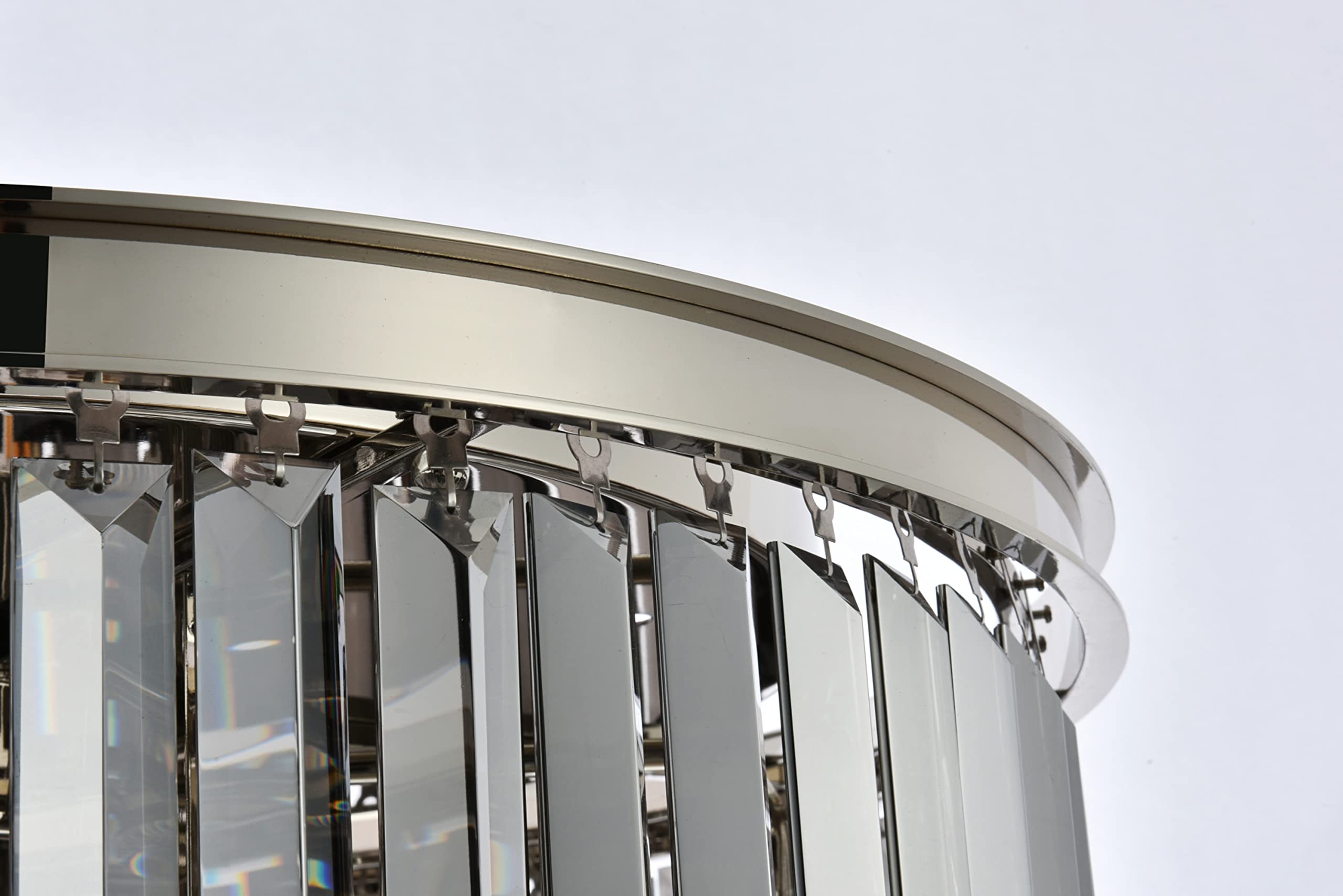 Elegant Lighting Sydney 8 Lt Flush Mount Light Polished Nickel Steel Grey Shade Model 1238F26PN-SS/RC