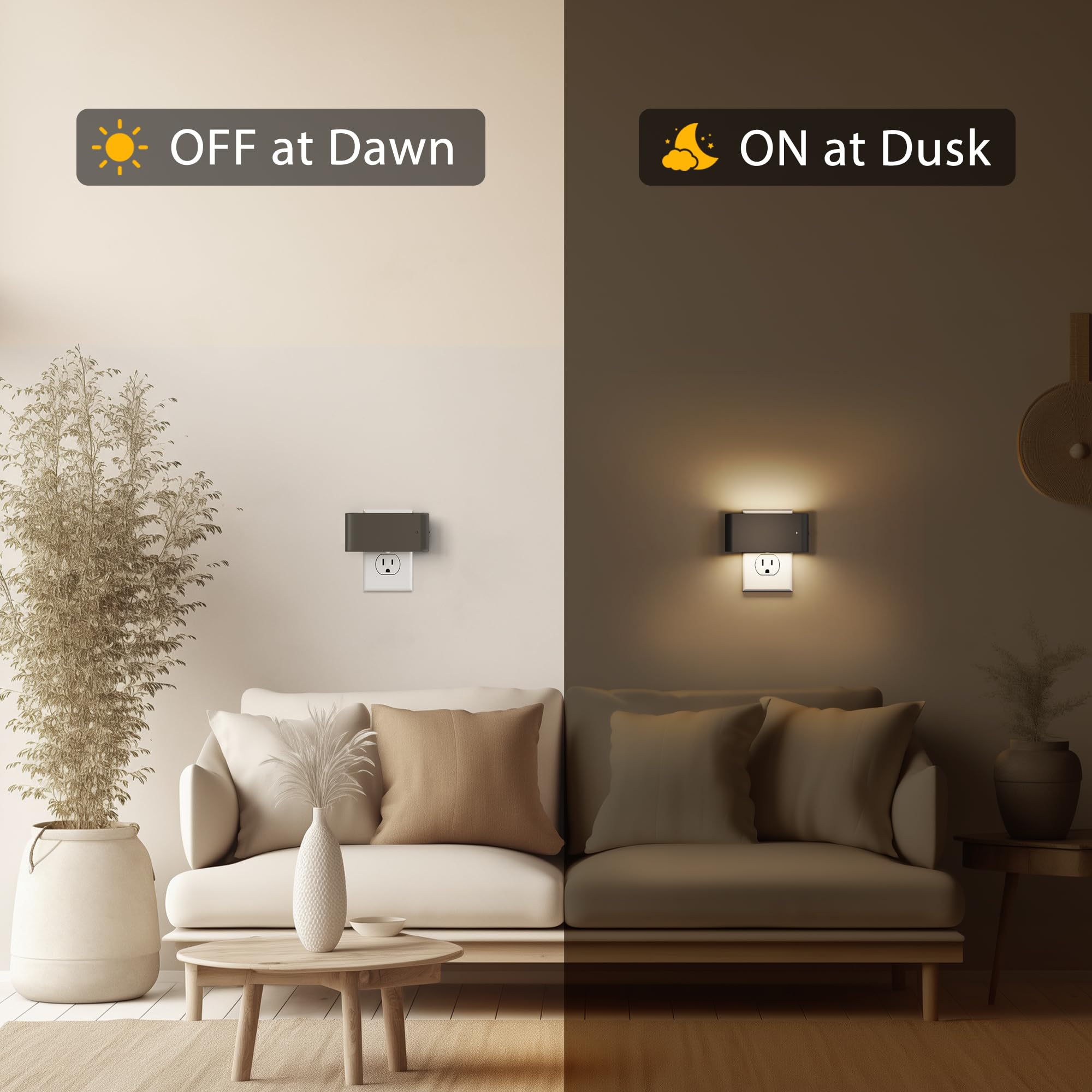 Briignite Led Night Light With Dusk To Dawn Sensor, Dimmable, 3000K Soft White, 2 Pack,