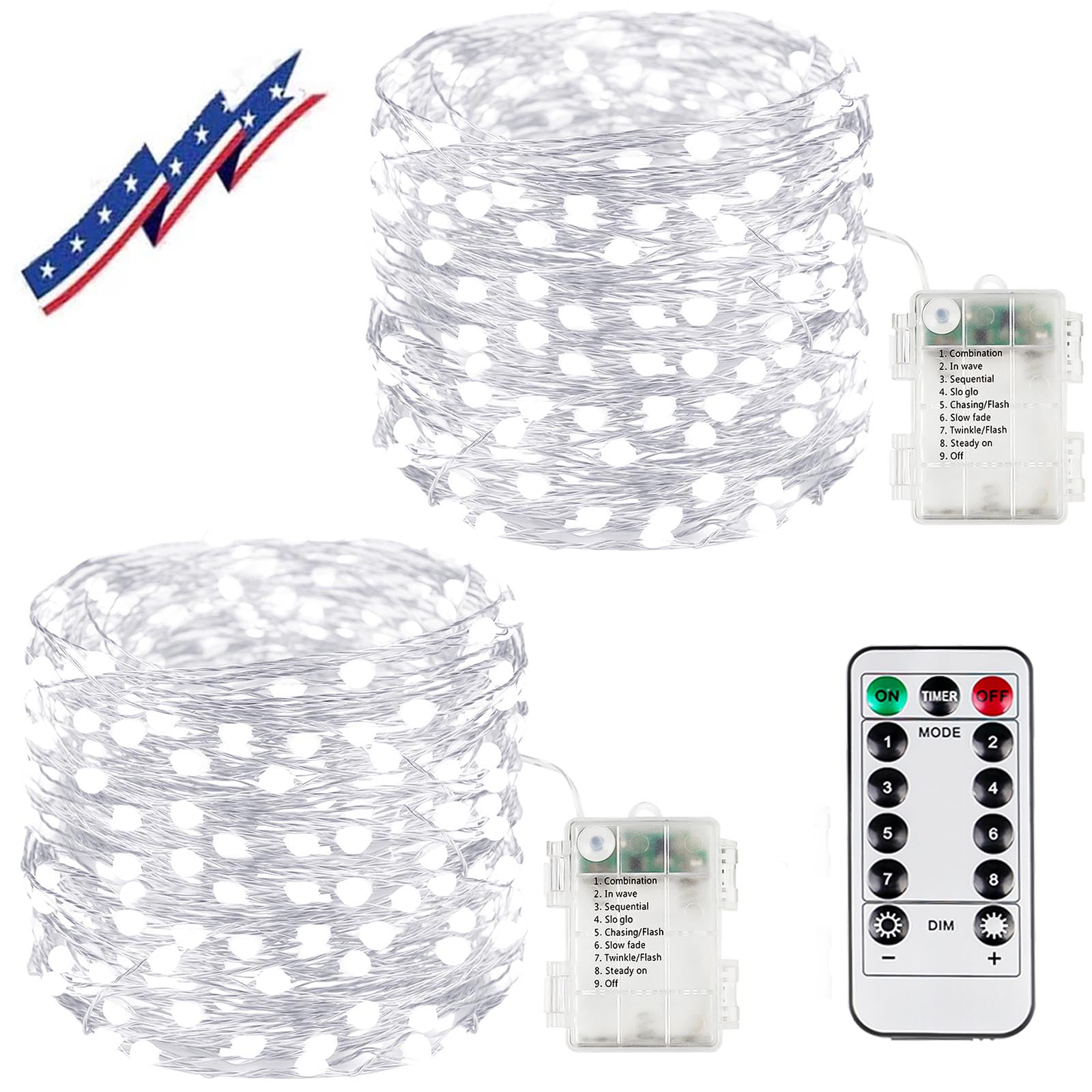 2Pack 132Ft 400LED Battery Operated Fairy Lights with Remote, Waterproof Battery Christmas String Lights with Timer, Twinkle Lights for Bedroom Christmas Decorations (Cool White)