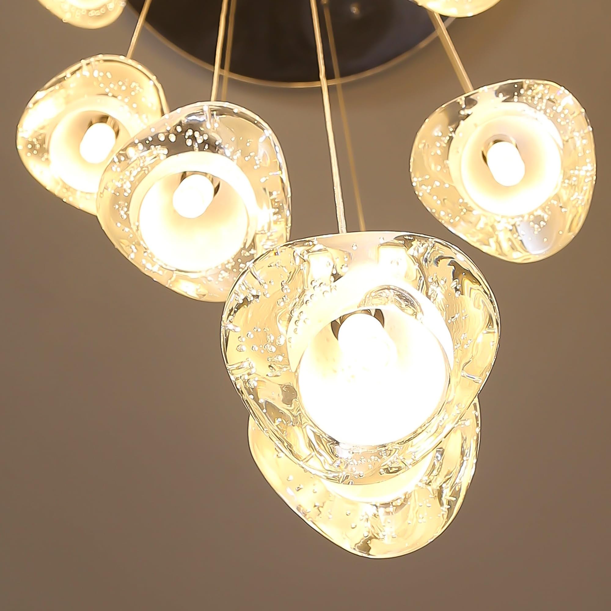 dolria 6-Lights Round Crystal Pendant Lighting, Modern Silver Chandelier for Dining Room, Bedroom, Foyer, Model PC0010, 3000K