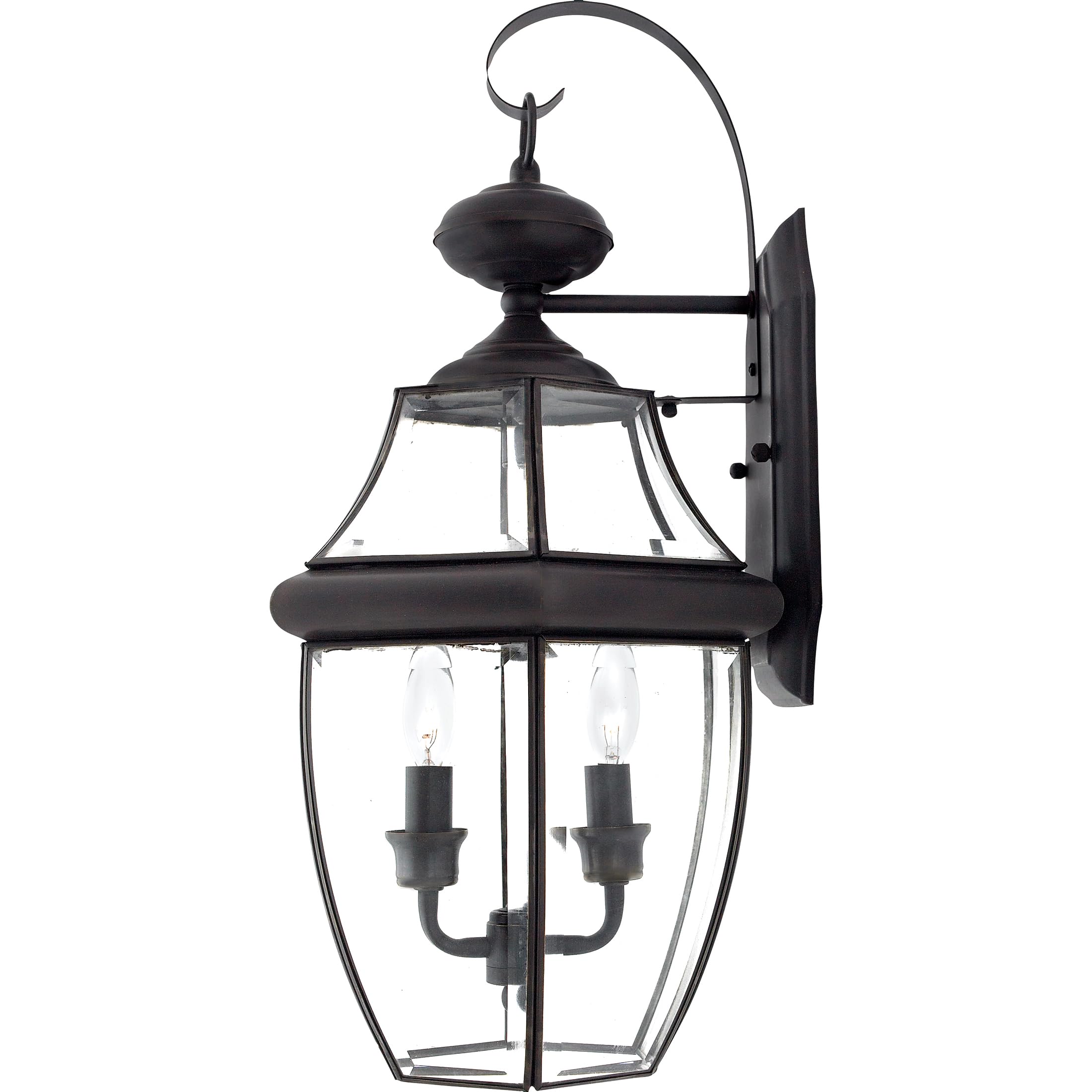 Quoizel Newbury Outdoor Wall Lantern 2-Light Medici Bronze E12 Base Clear Glass NY8317Z for Patio Porch Garage Yard