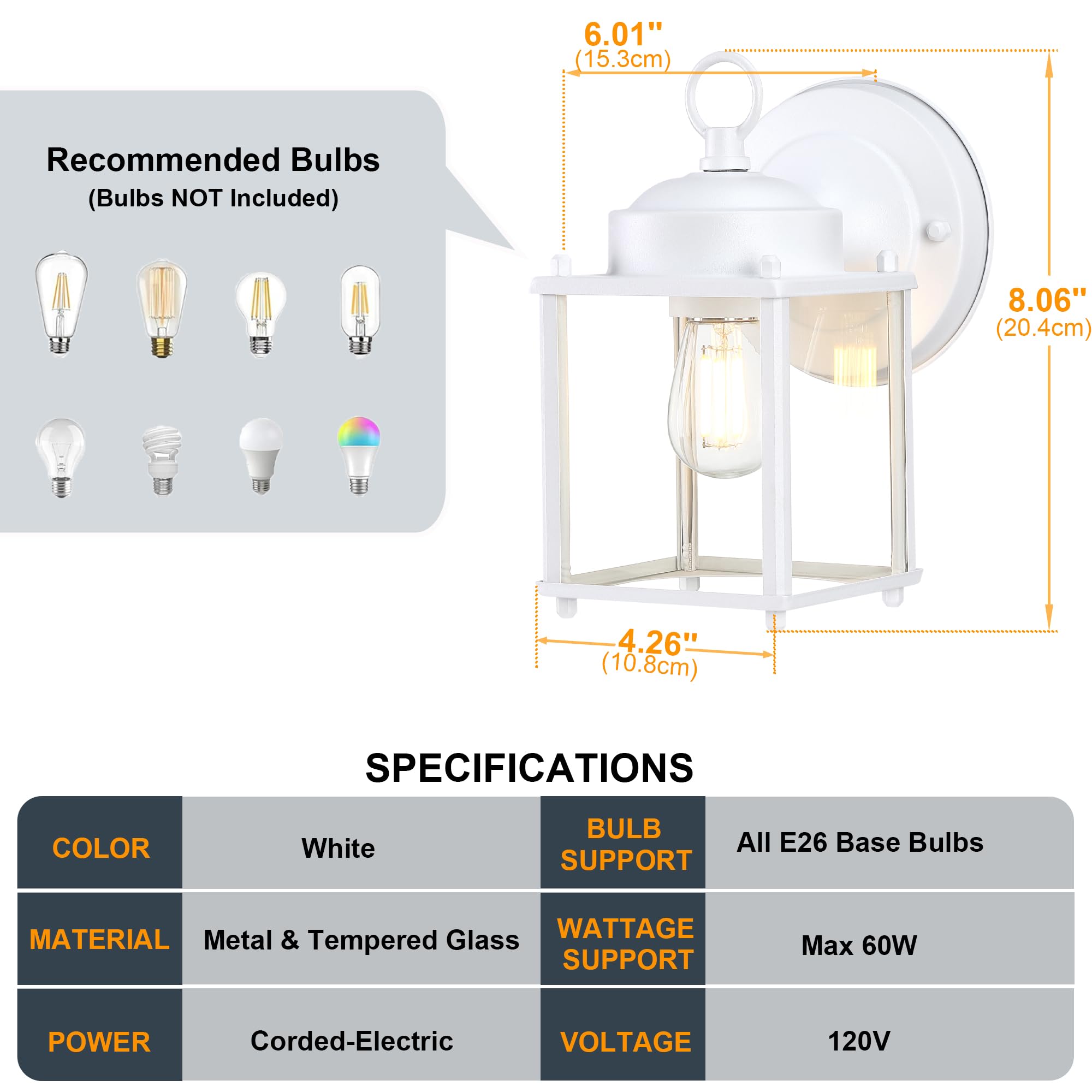 Gruenlich Outdoor Wall Sconce, Exterior Wall Lighting Fixtures With Clear Glass, Front Porch Lighting, Outdoor Lights For Patio,
