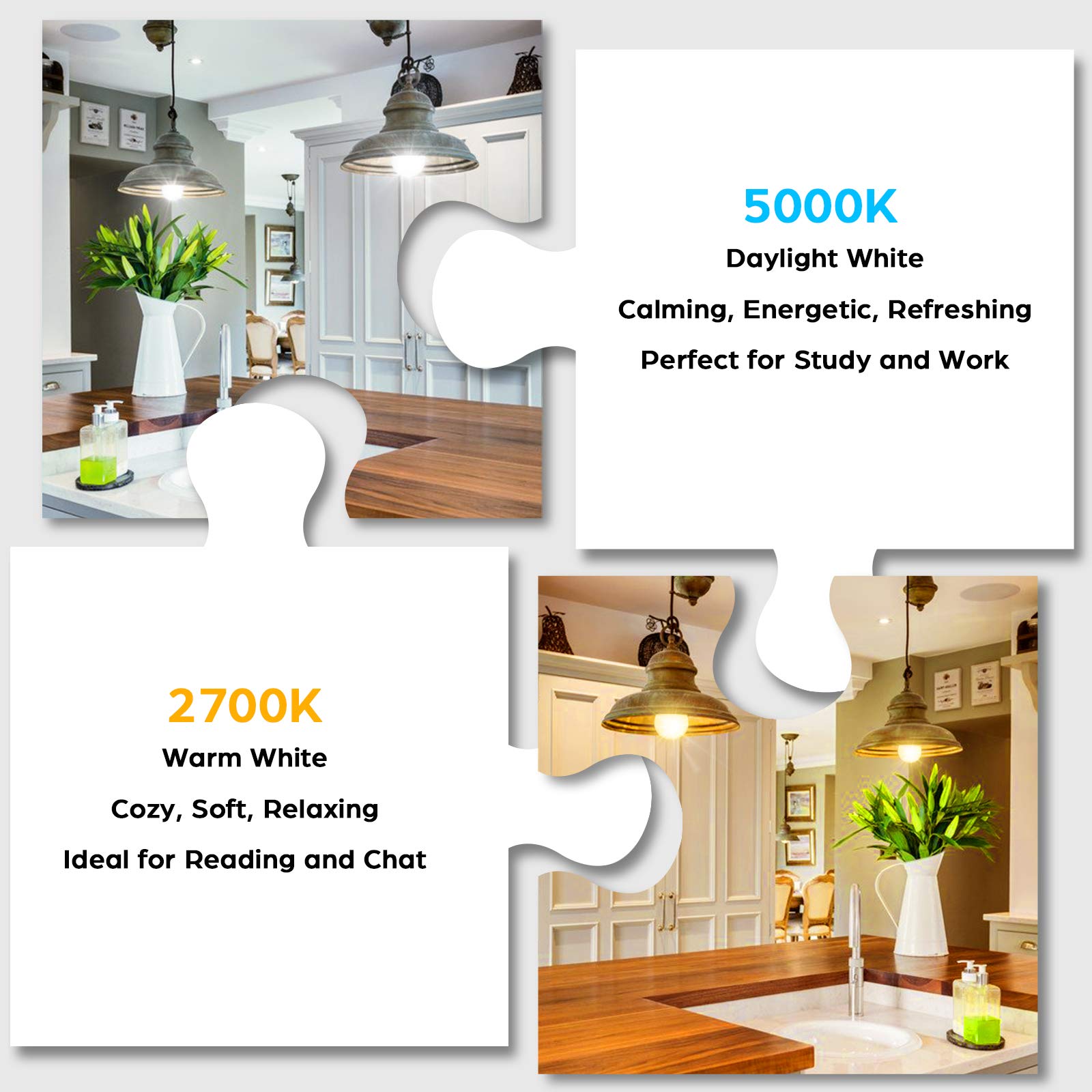 Led Light Bulbs 100 Watt Equivalent 1500 Lumens, A19 5000K Daylight White Non-Dimmable, Super Bright No Flicker E26 Standard Base, 13W Lightbulb For Bedroom, Living Room, Office Lighting, 24 Packs