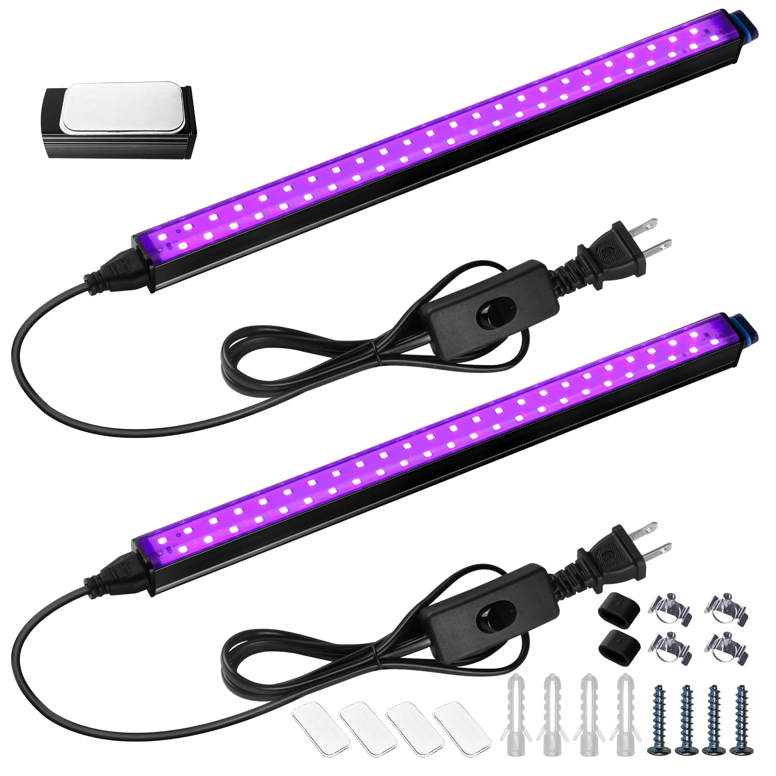 Barrina Black Light Bar, 10W Magnetic LED, Linkable UV Light, 1FT Size, Aluminum, 2 Pack