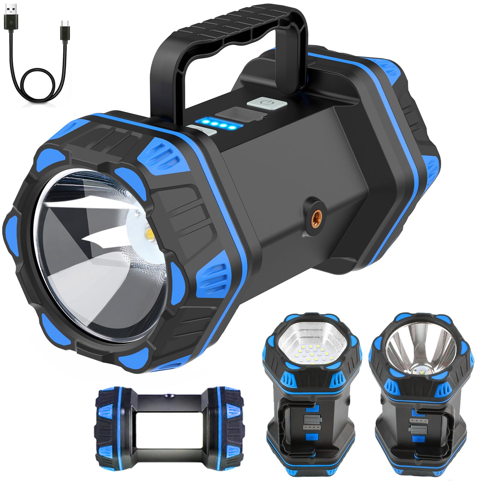 ropelux LED Camping Lantern 1500LM, 8 Light Modes, 1PACK, Blue, Model HC-262, Rechargeable, Portable Flashlight