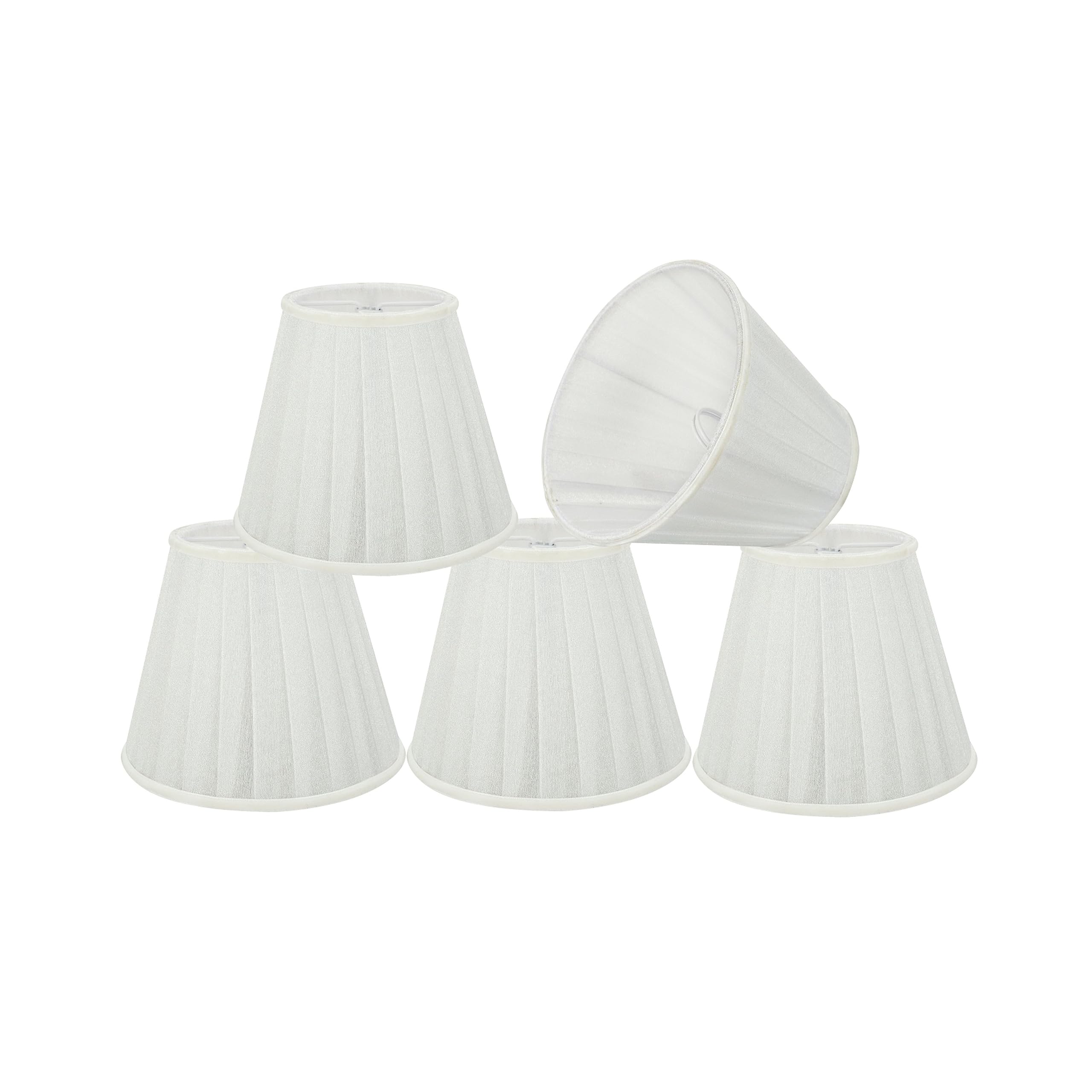 Aspen Creative 33112-2B Small Pleated Empire Shape Chandelier Clip-On Lamp Shade, White, 3'' Top x 5'' Bottom x 4-1/4'' Slant, 2