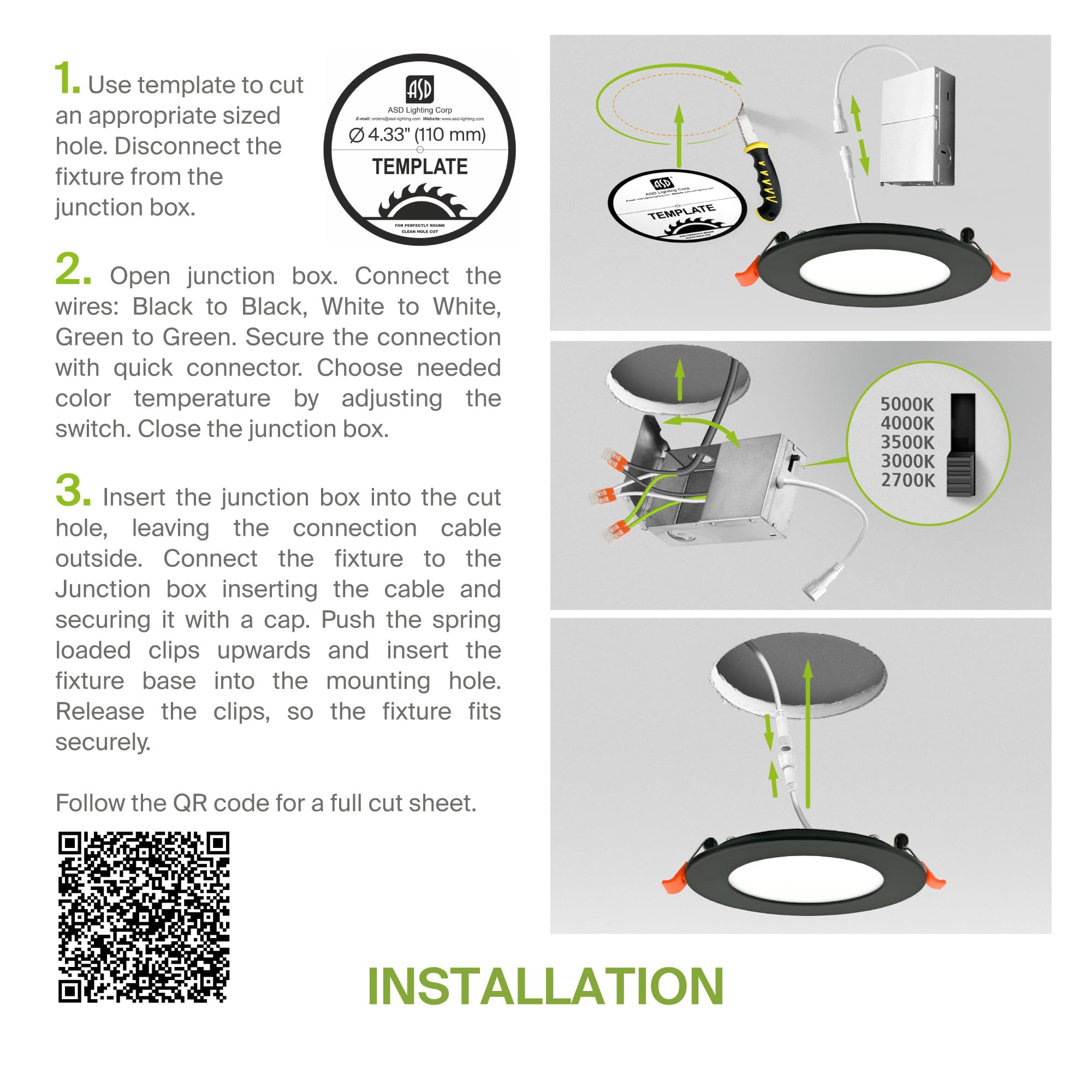 Asd 6 Pack Led Recessed Lighting 4 Inch 9W  5 Cct 2700K-5000K Cri90+  Ic Rated Ultra Thin Dimmable Ceiling Lights With J Box  Canless Wafer Downlight  Round Slim Panel Light  Energy Star Etl  Black