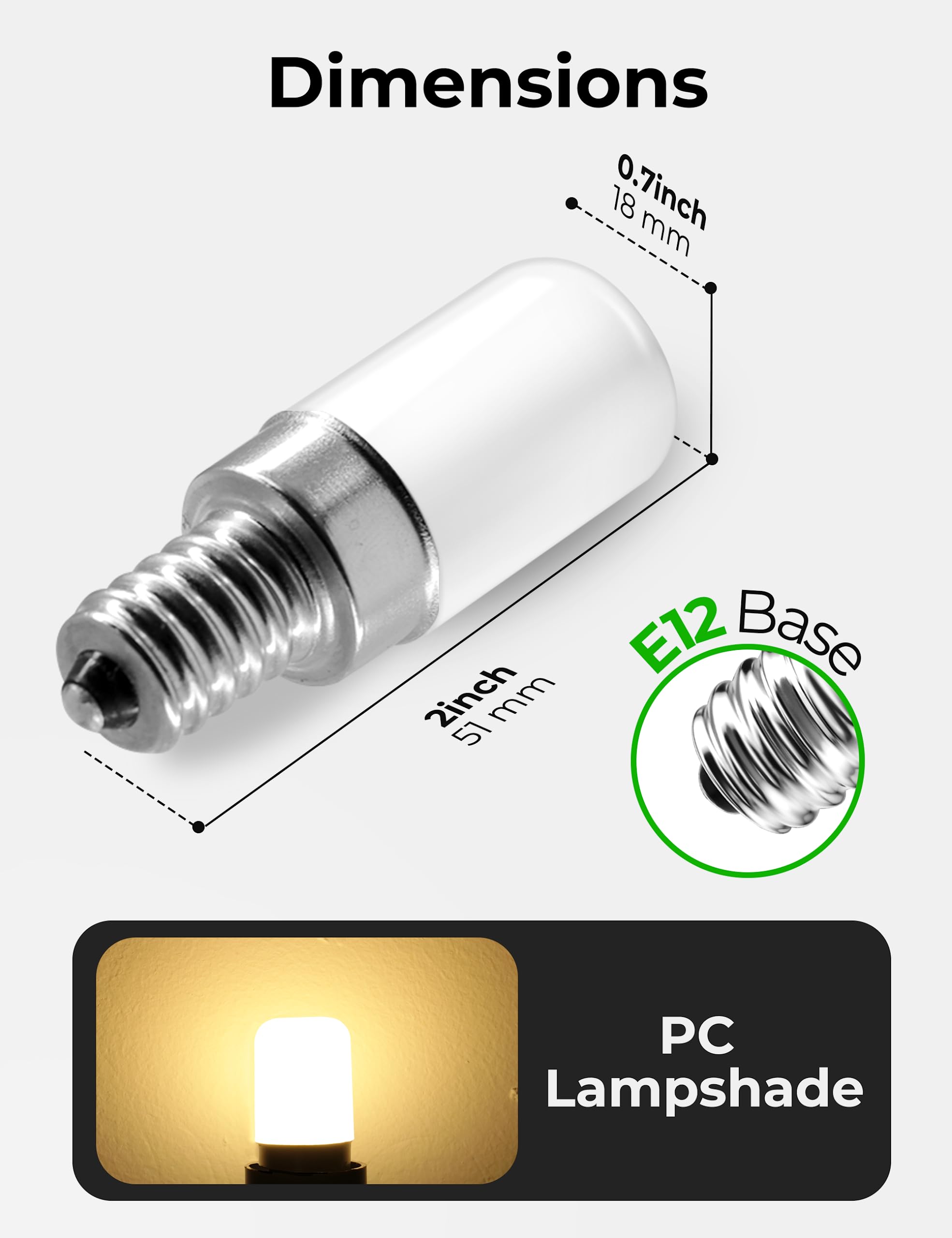 Unilamp 2W E12 Led Night Light Bulb, Mini Type B C7 Light Bulb Equivalent 25W, Warm White 3000K, 120V E12 Edison Screw Led Bulb