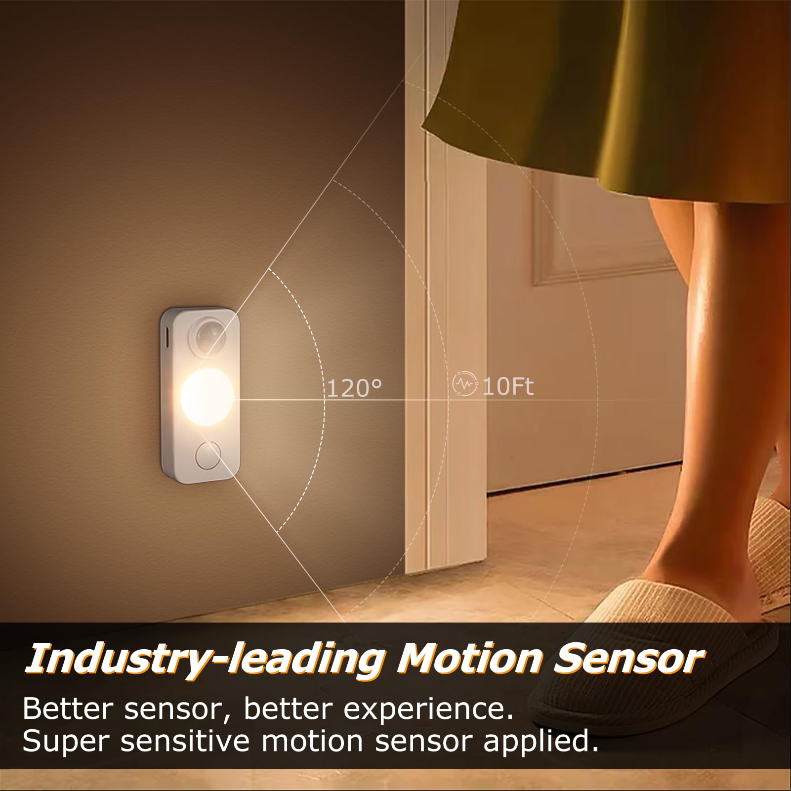 NIEGNOWOO LED Motion Sensor Puck Lights, Warm White, 4 Pack, USB Rechargeable, Model DC-GY-CGD-4P-US