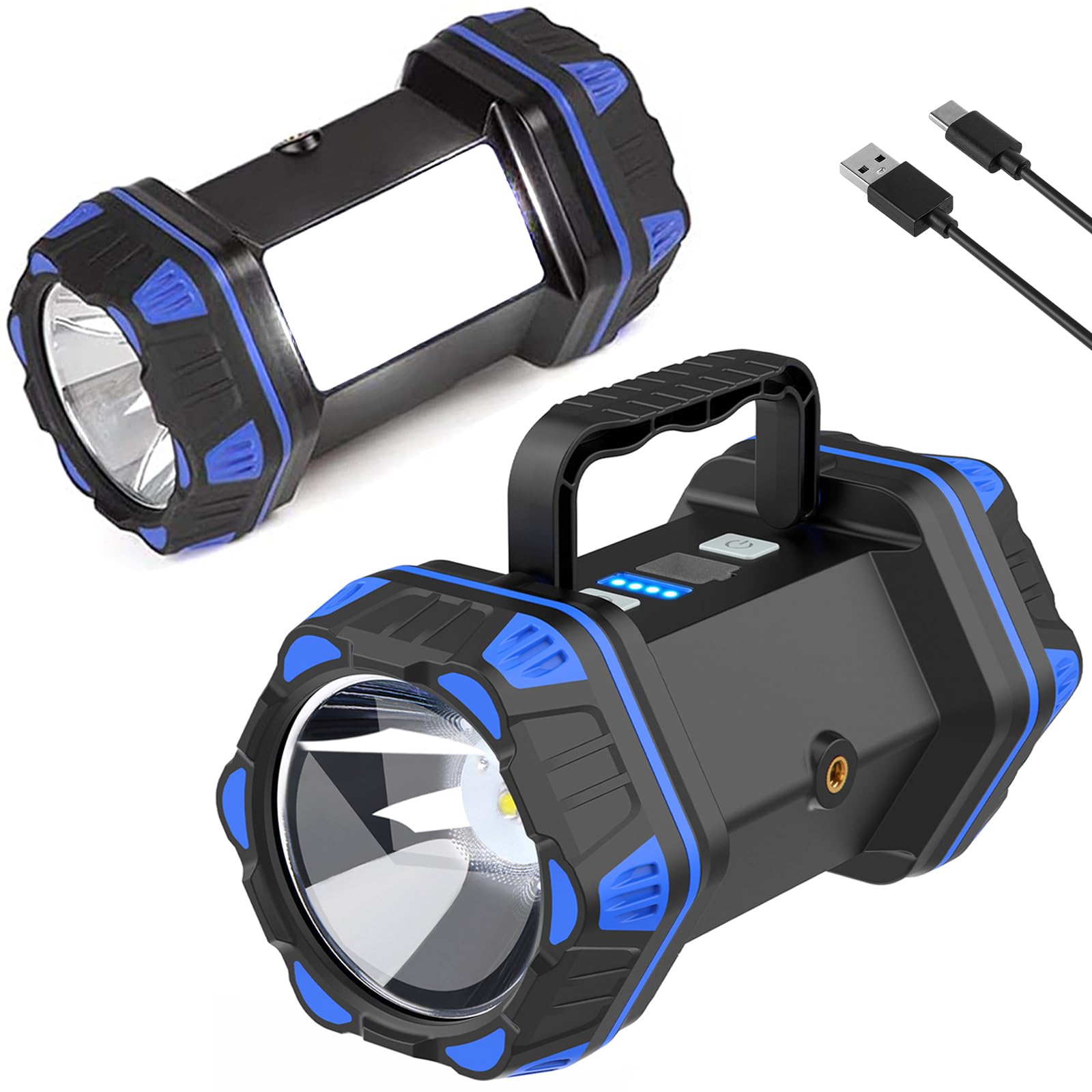 Ropelux 1500Lm Rechargeable Led Camping Lantern, 8 Modes, Portable Blue Flashlight 2-Pack