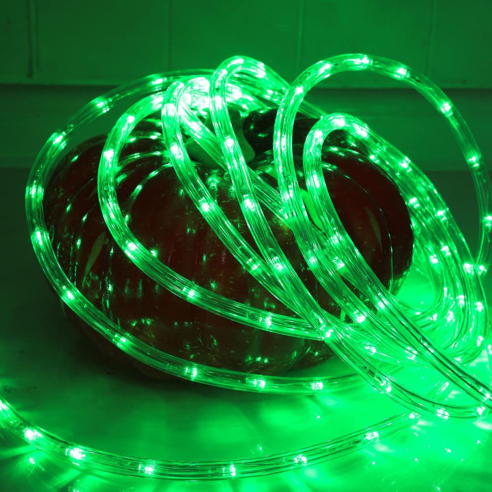 DINGFU 50ft LED Waterproof Rope Lights, Green, PVC Tube & Copper Wire, Indoor/Outdoor, Connectable for Deck, Patio, Pool, Camping