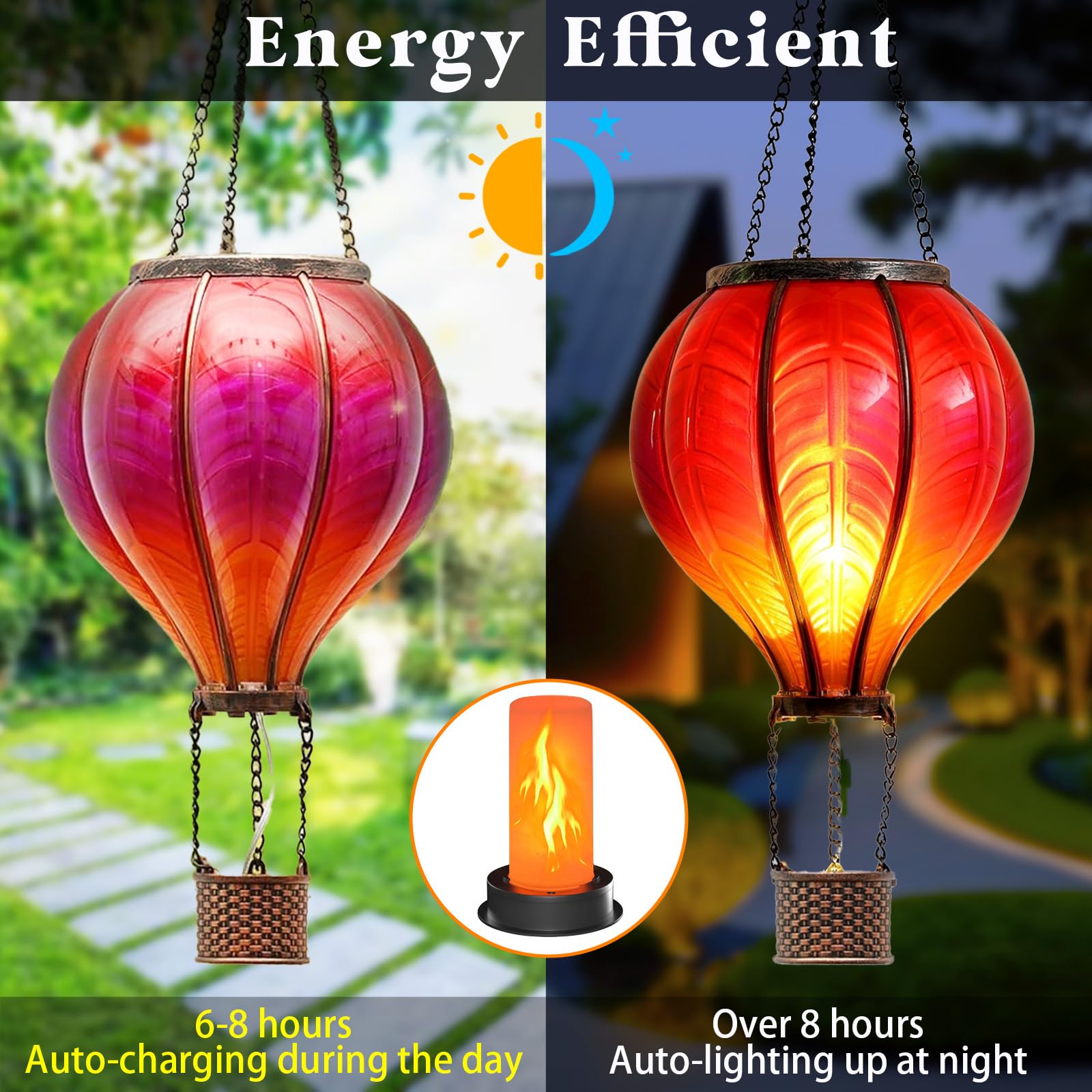 yulloyello 4 Pack Solar Light Replacement Tops, Waterproof Flickering Flame, Fits 2.87-3.35 Inch Openings, Black, Model DDHY-2