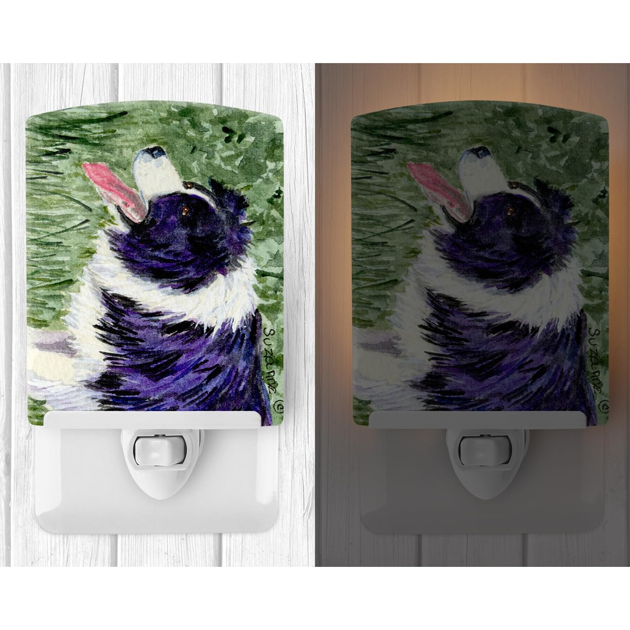 Carolines Treasures Ceramic Night Light, UL-Certified, 6x4x3 inches, Border Collie Model SS8843CNL, Ideal for Bedroom and Nursery