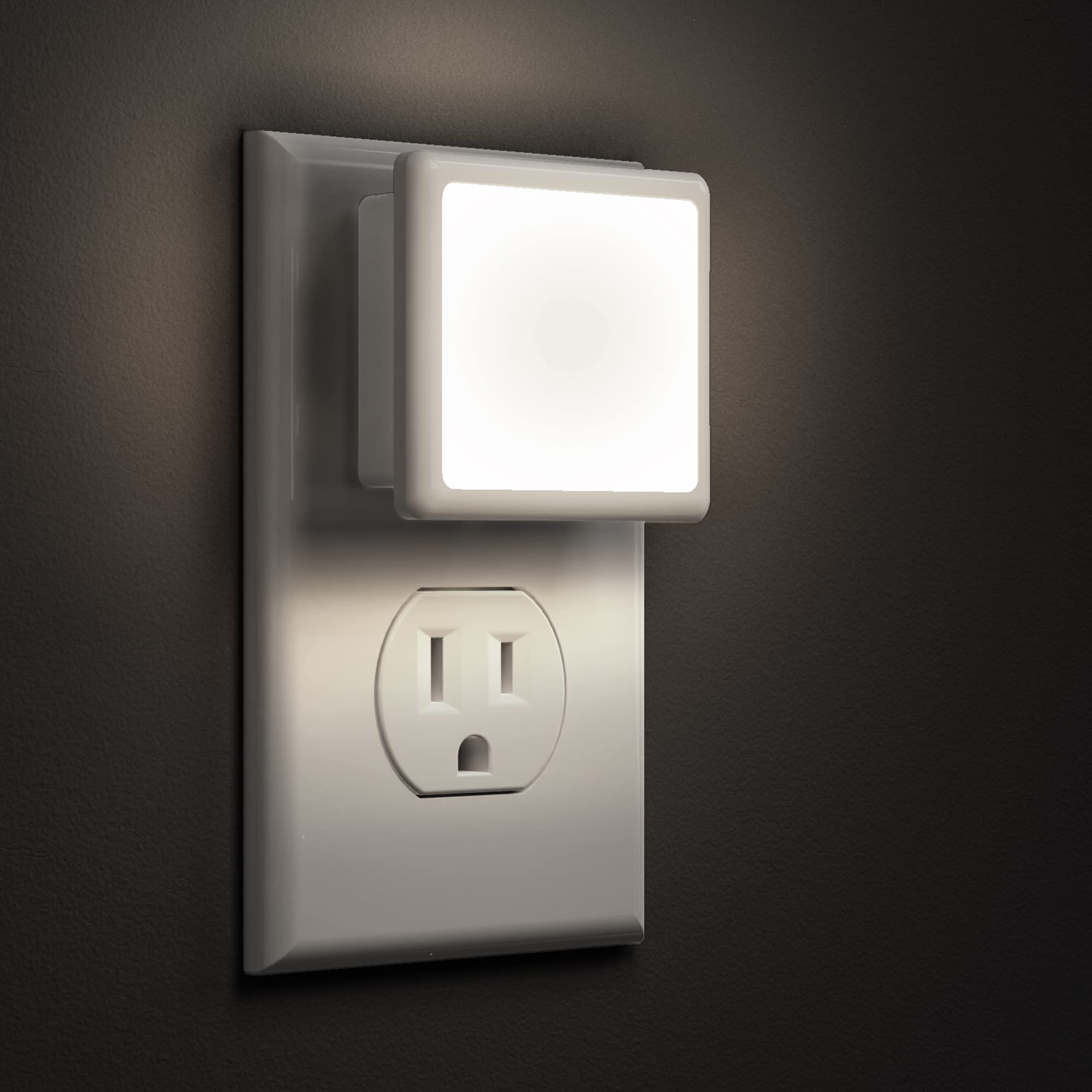 L LOHAS LED Night Lights Plug into Wall 2-Pack, 0.3W Plug in Night Light, Dusk to Dawn, 5000K Daylight White Bright Nightlight A