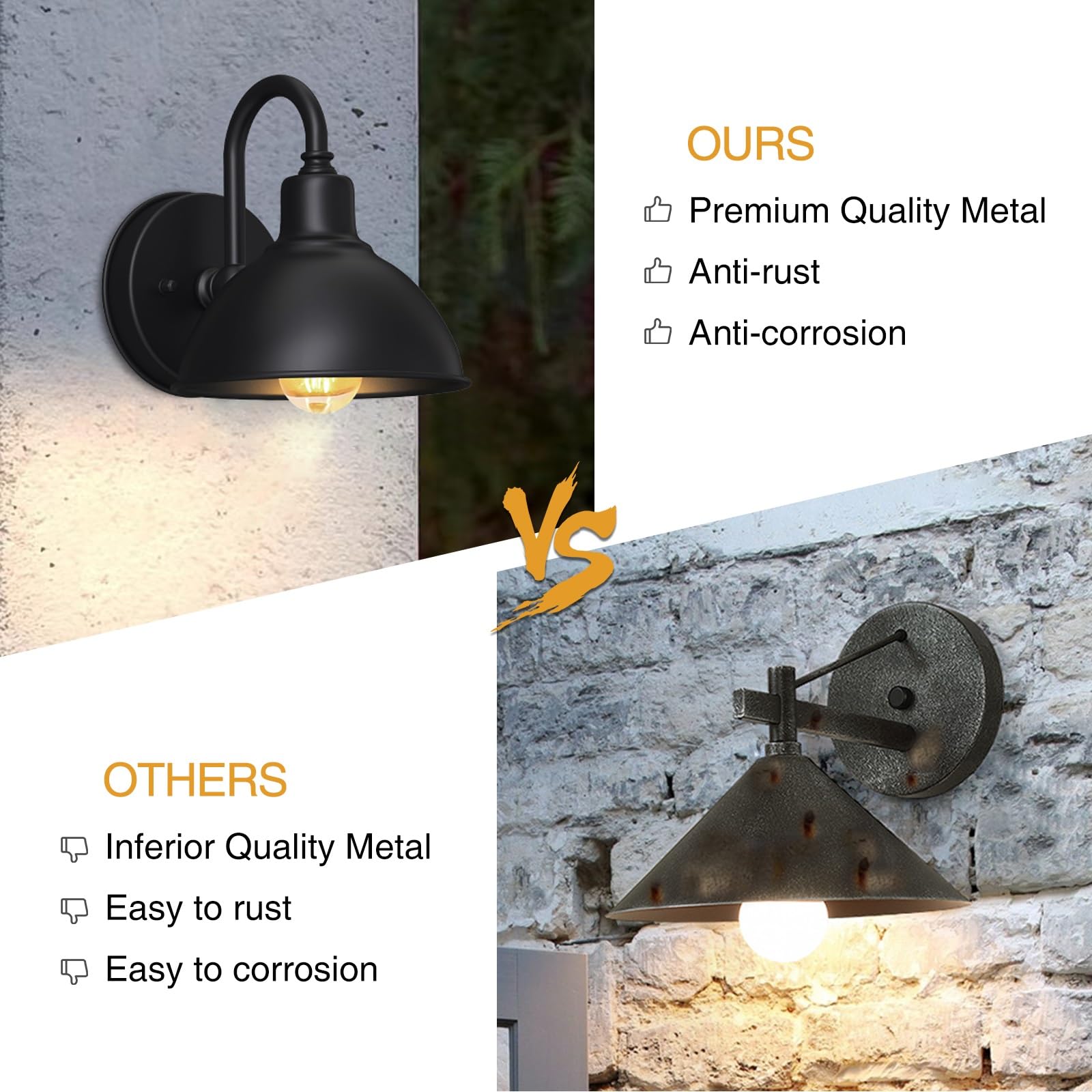 Naurham Gooseneck Light - Black Metal Outdoor Sconce, 1-Light, 6.4in Diameter for Patios, Porches, and Garages