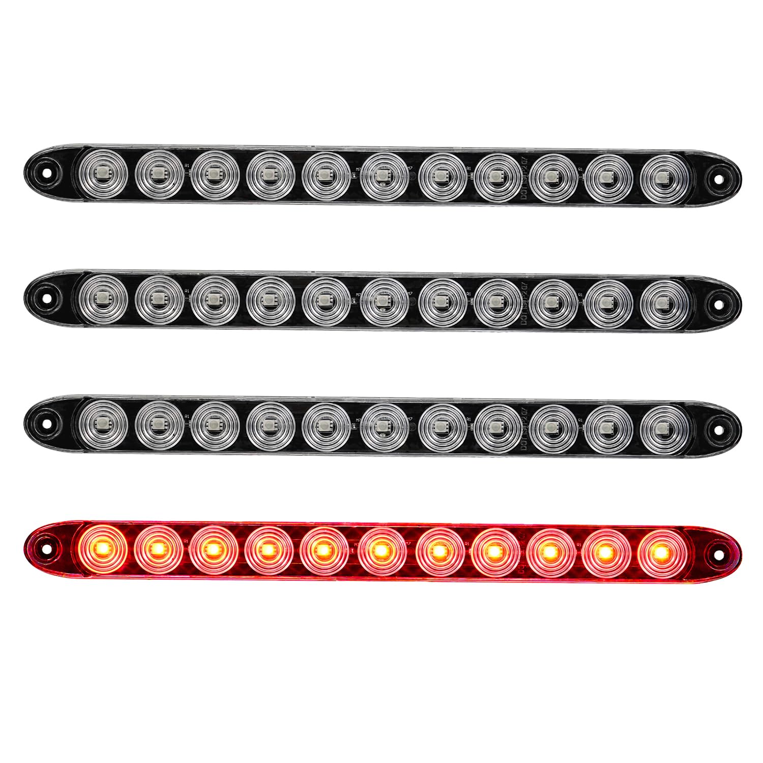 PVerandio 4 PCS 15.5 Red LED Trailer Tail Light Bar Red Clear Lens Stop Turn Tail Lights Park Third 3rd Brake Light Truck Traile