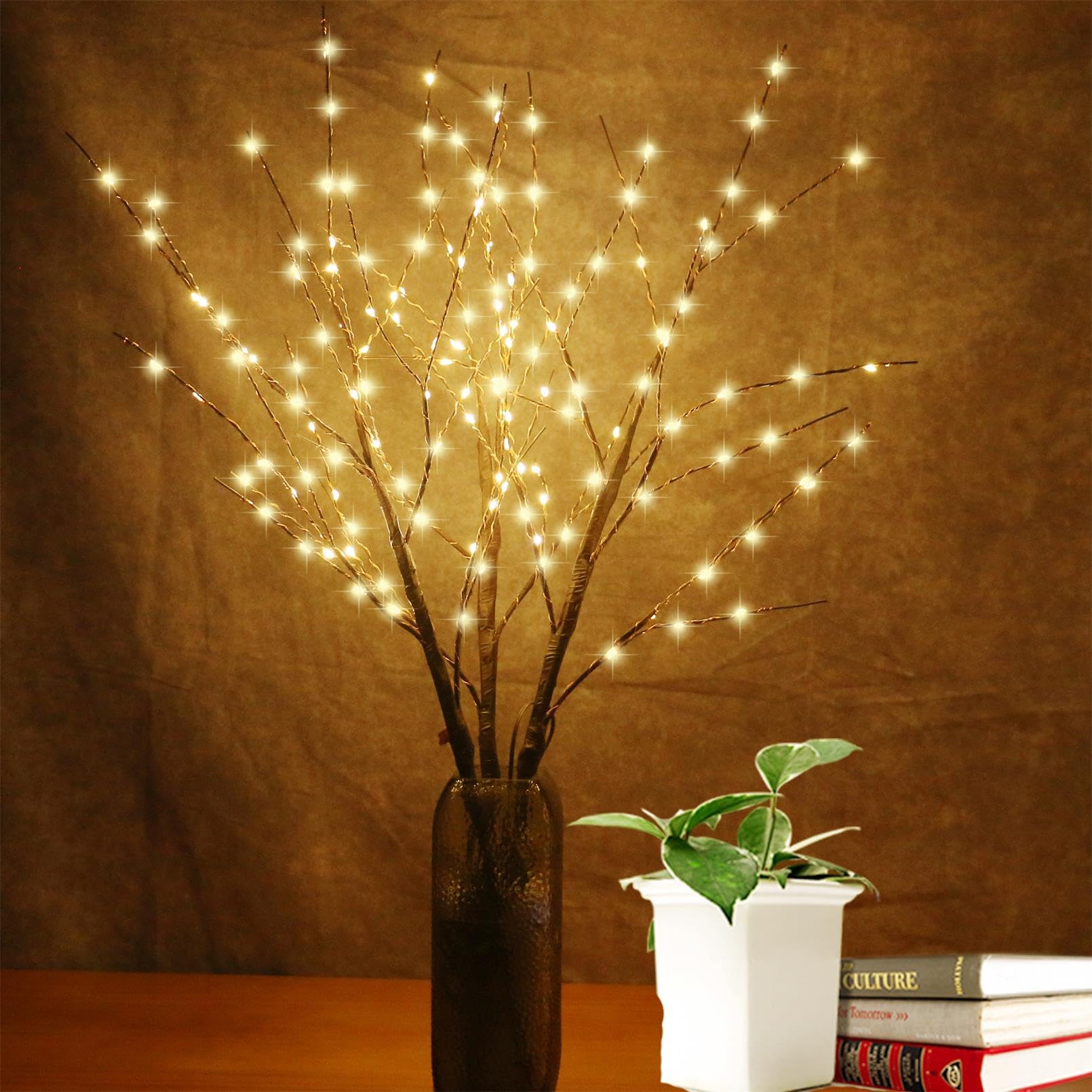 2 Pack Lighted Prelit Twig Tree Branches Lights With Timer, Battery Operated, Christmas Holiday Decorative Sticks Vase Filler For Home Decoration (31Inch)