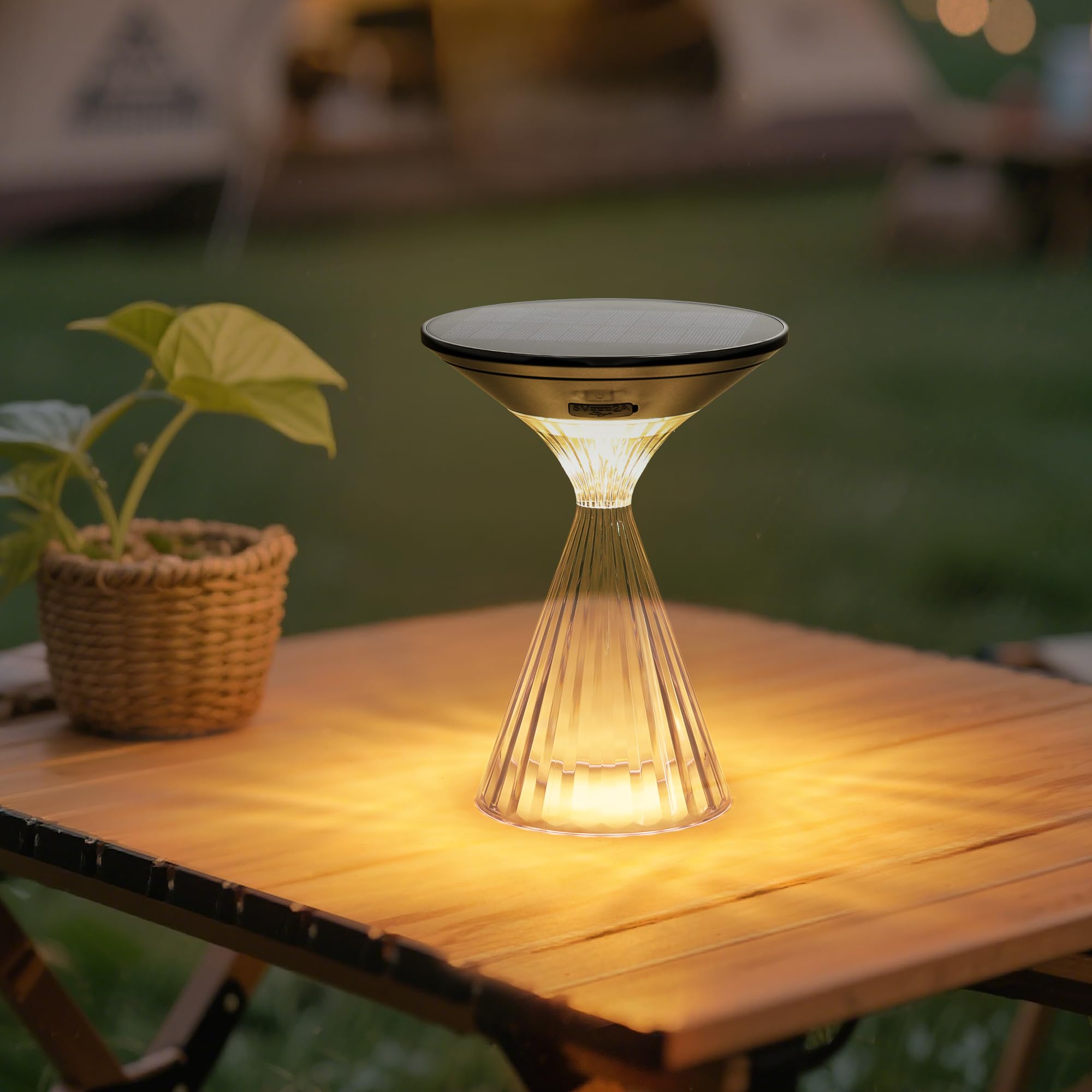 LUTEC Cordless Table Lamp  Solar Table Light Waterproof Outdoor Indoor Light  Solar Powered/Battery Operated Rechargeable Desk lamp  3 Way Dimmable Touch Lamp for Camping Patio Bedroom