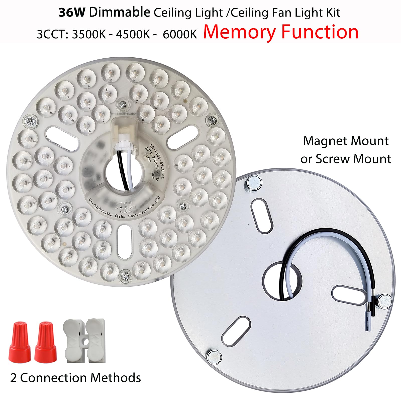 Zhairdalstar 36W 6.4'' Dimmable Led Light Engine Retrofit Kit For Ceiling Fan Light Replacement Led Board Panel,3 Color Temperat