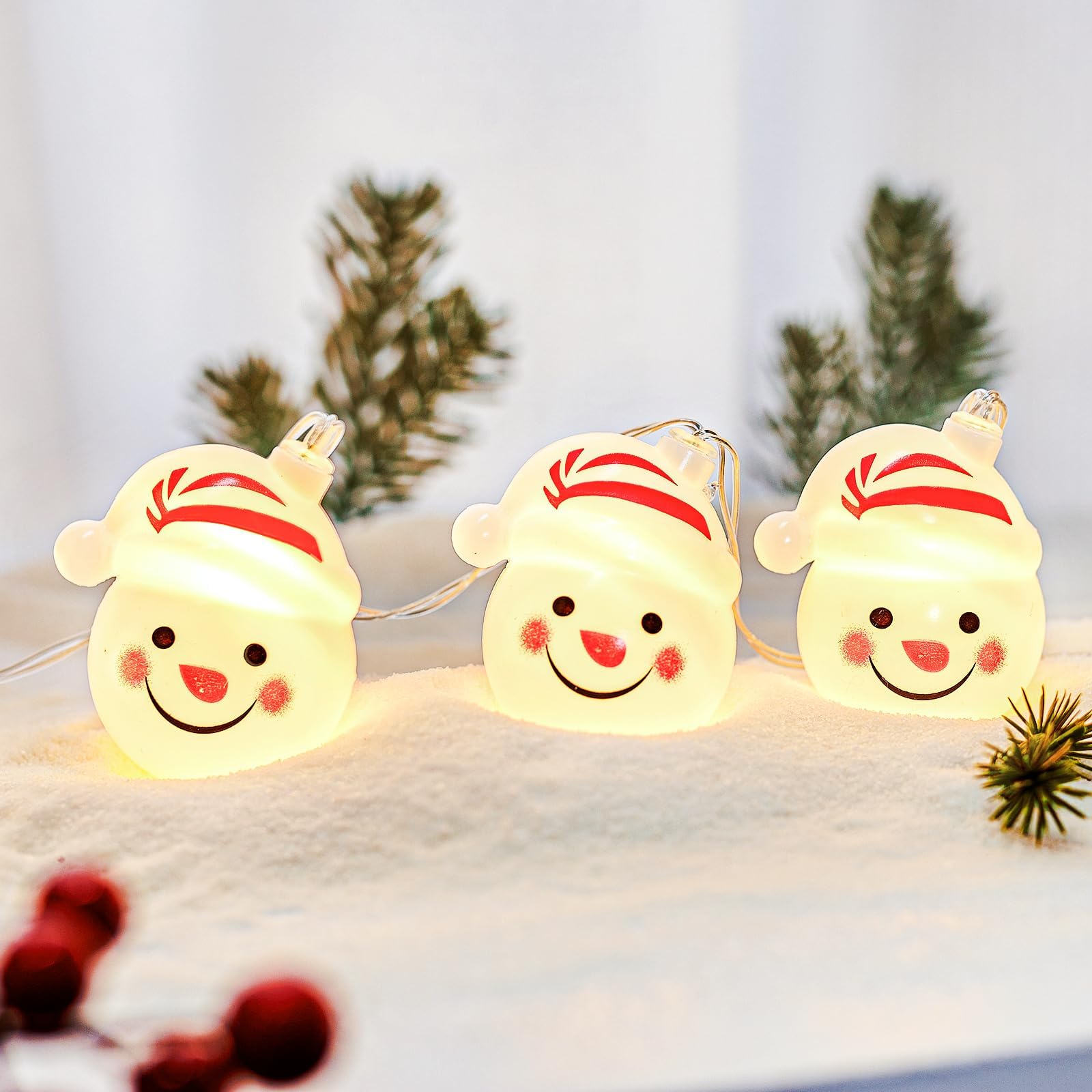 Christmas String Lights,5.4Ft Battery Powered Lights With 10 Snowmen,Battery Operated Lights For Christmas Winter Festival Party Indoor Decor (Snowman)