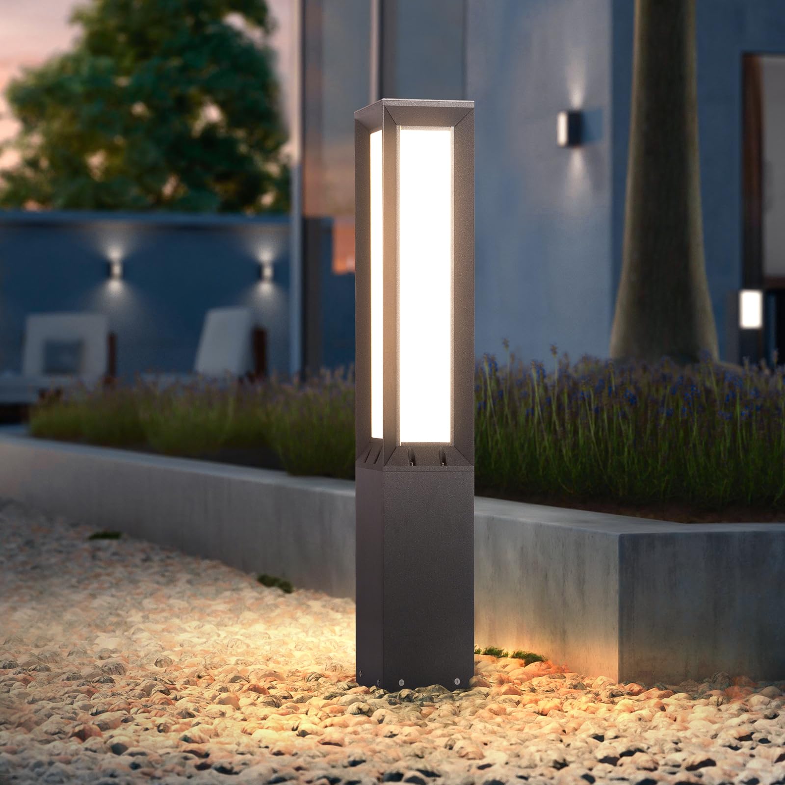 PAKEDANDUN Outdoor Pathway Lights Wired, 32 Landscape Path Light, 3000K LED Bollard Lights 120V, Modern Commercial Driveway Lamp