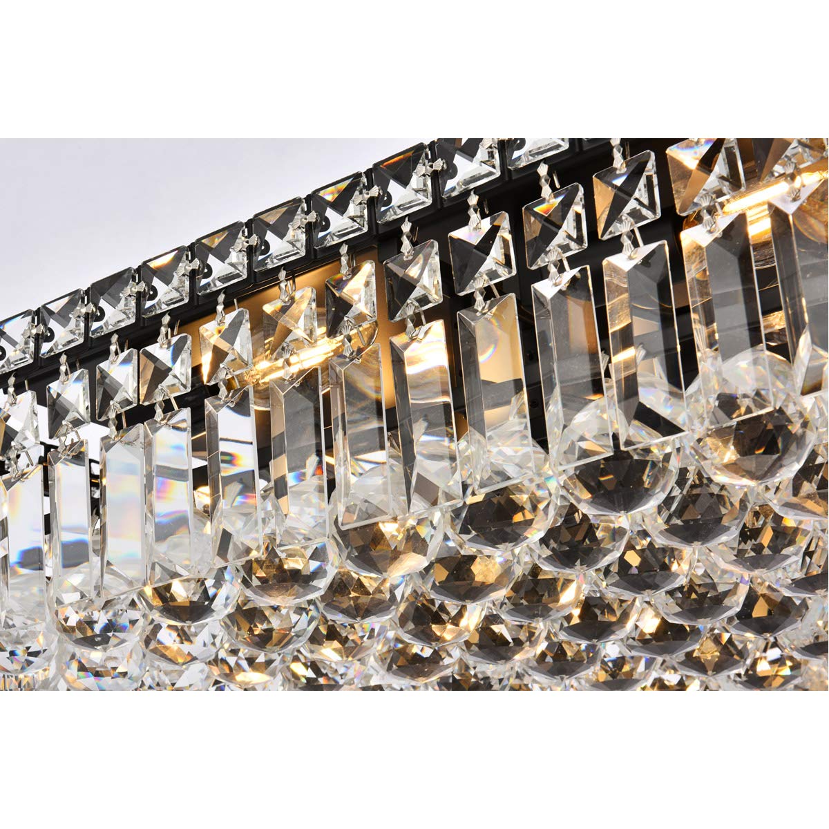 Elegant Lighting Maxime 20&quot; Black Metal & Crystal Flush Mount Ceiling Light Fixture